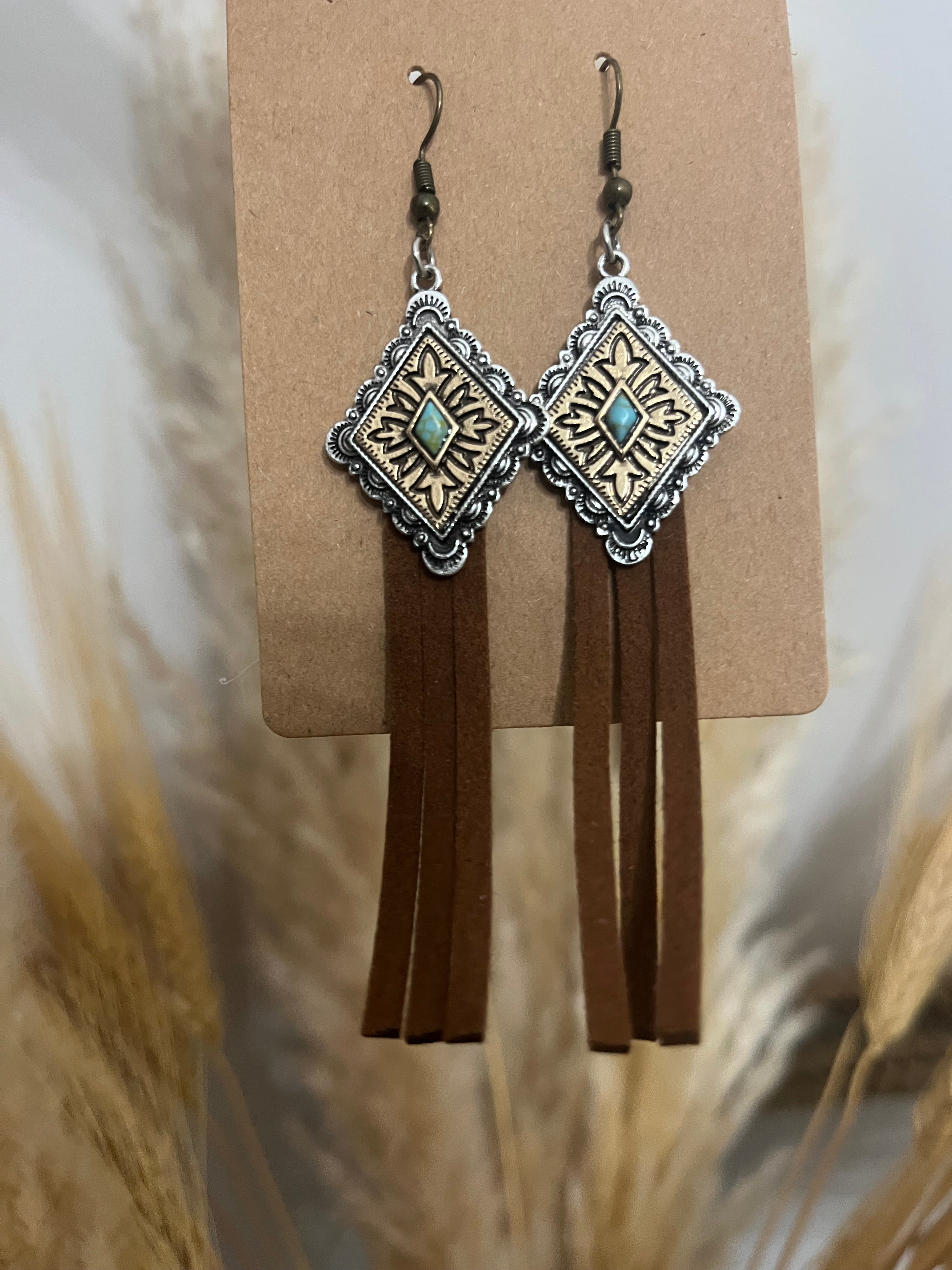 “Lady May” Fringe Turquoise Earrings