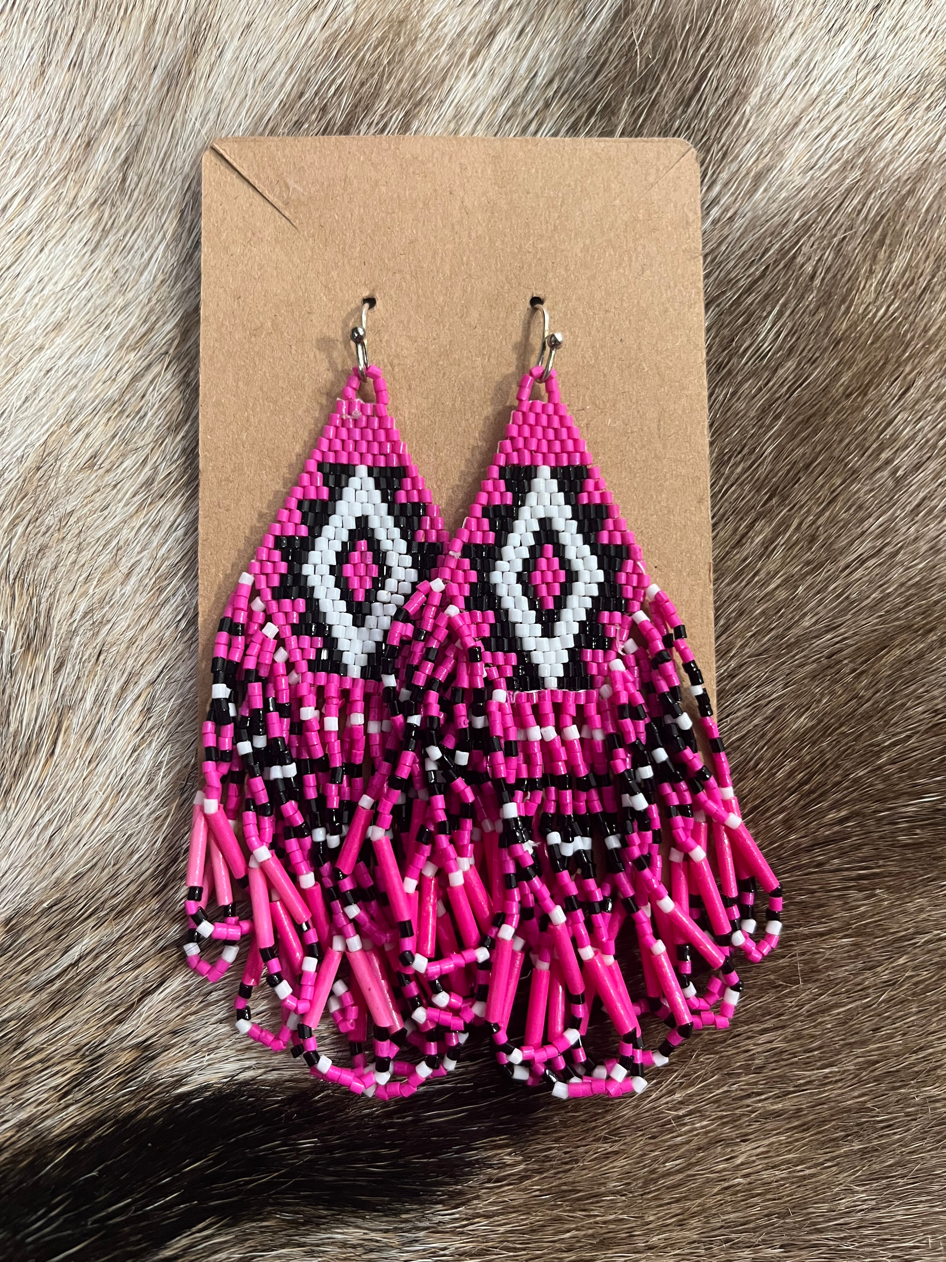 Aztec Boho Beaded Fringe Earring