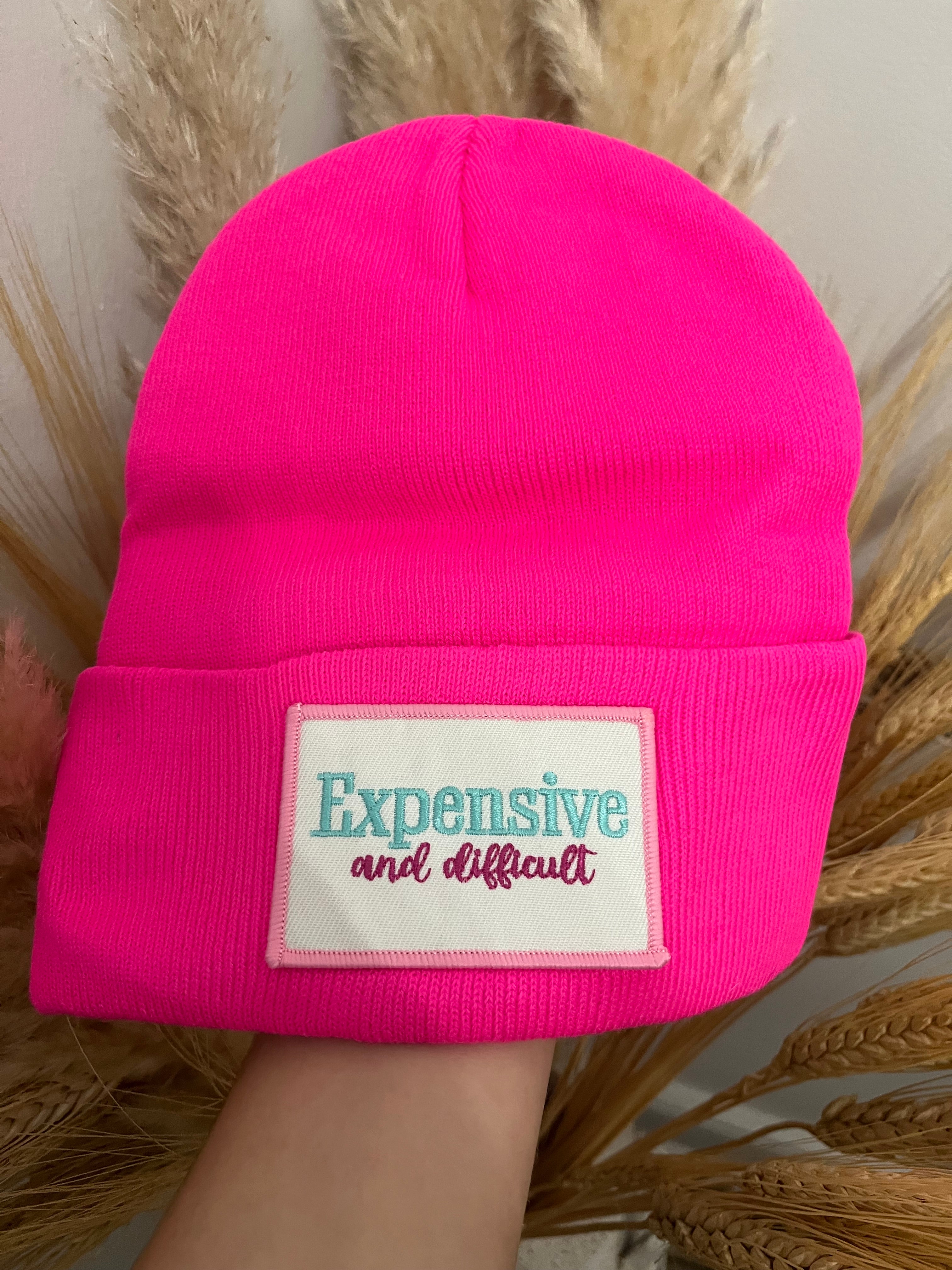 “Expensive and Difficult” Shocking Pink Beanie