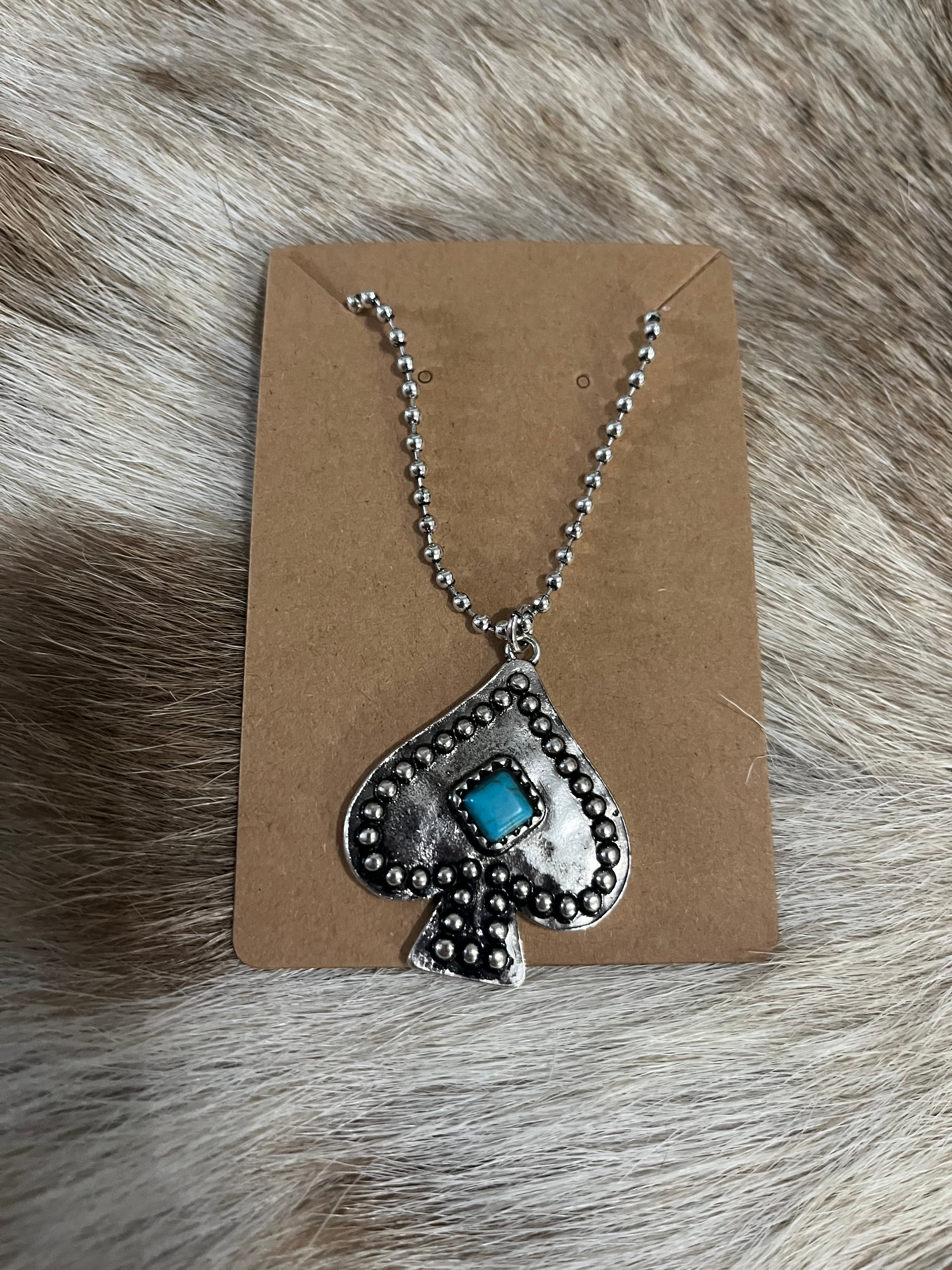 Western Turquoise Spade Necklace