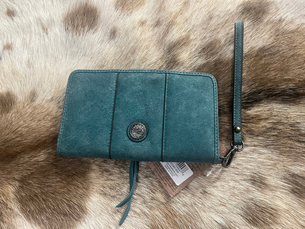 Slim Studded Turquoise Wristlet