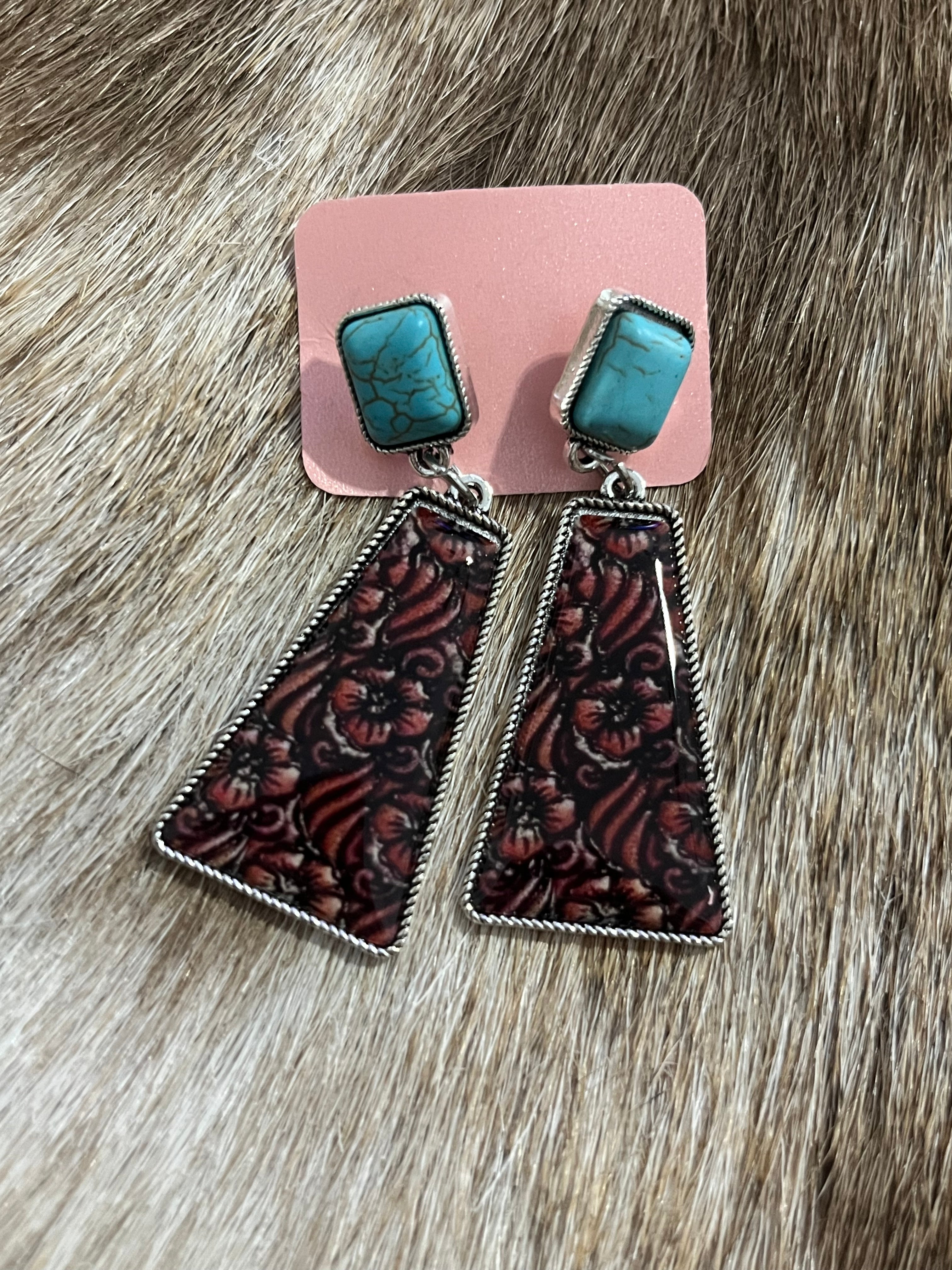 Tooled Drop Earrings
