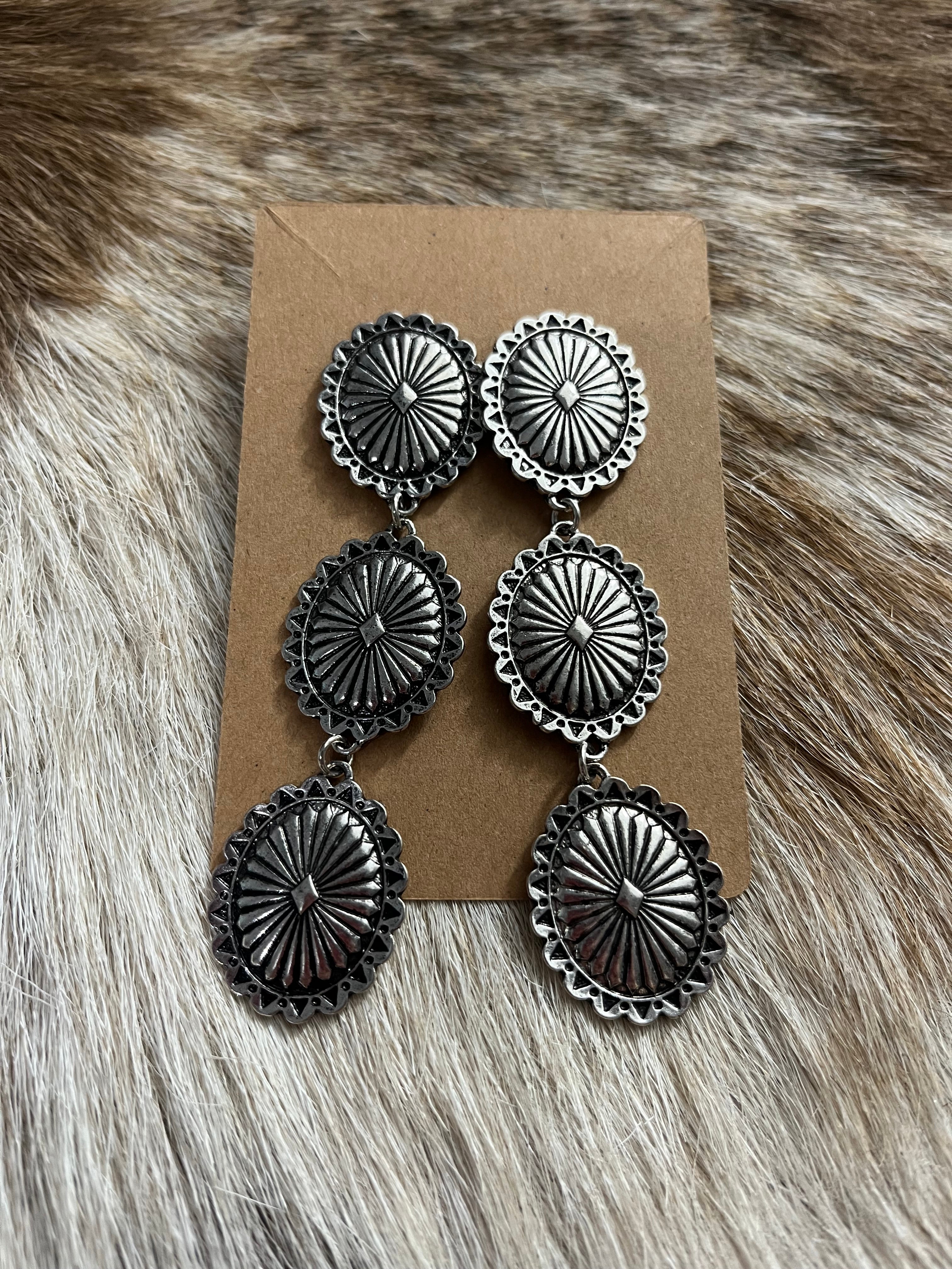 Tri Concho Dangle Earrings