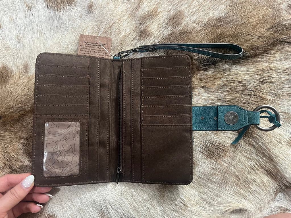 Slim Studded Turquoise Wristlet