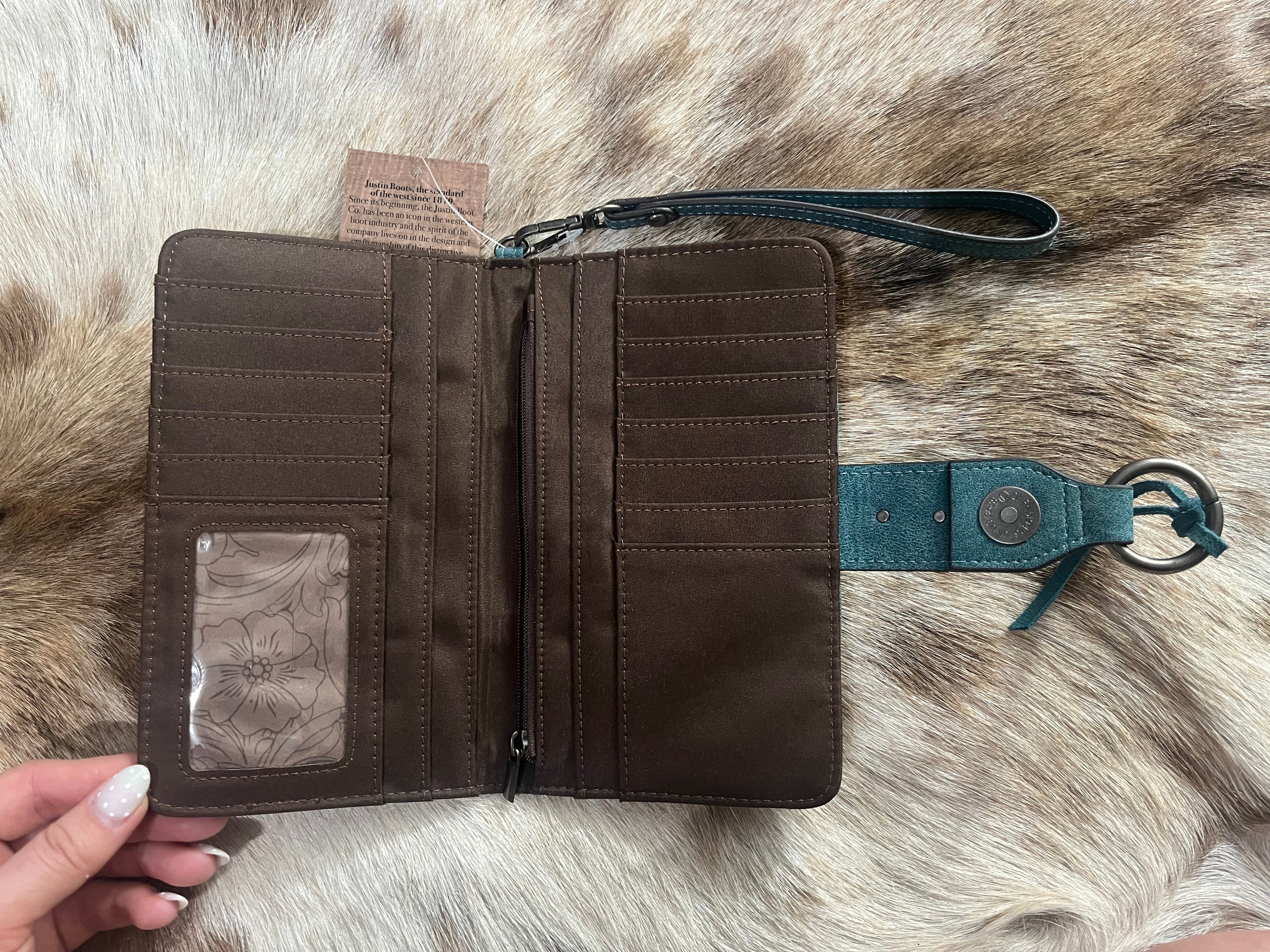 Slim Studded Turquoise Wristlet