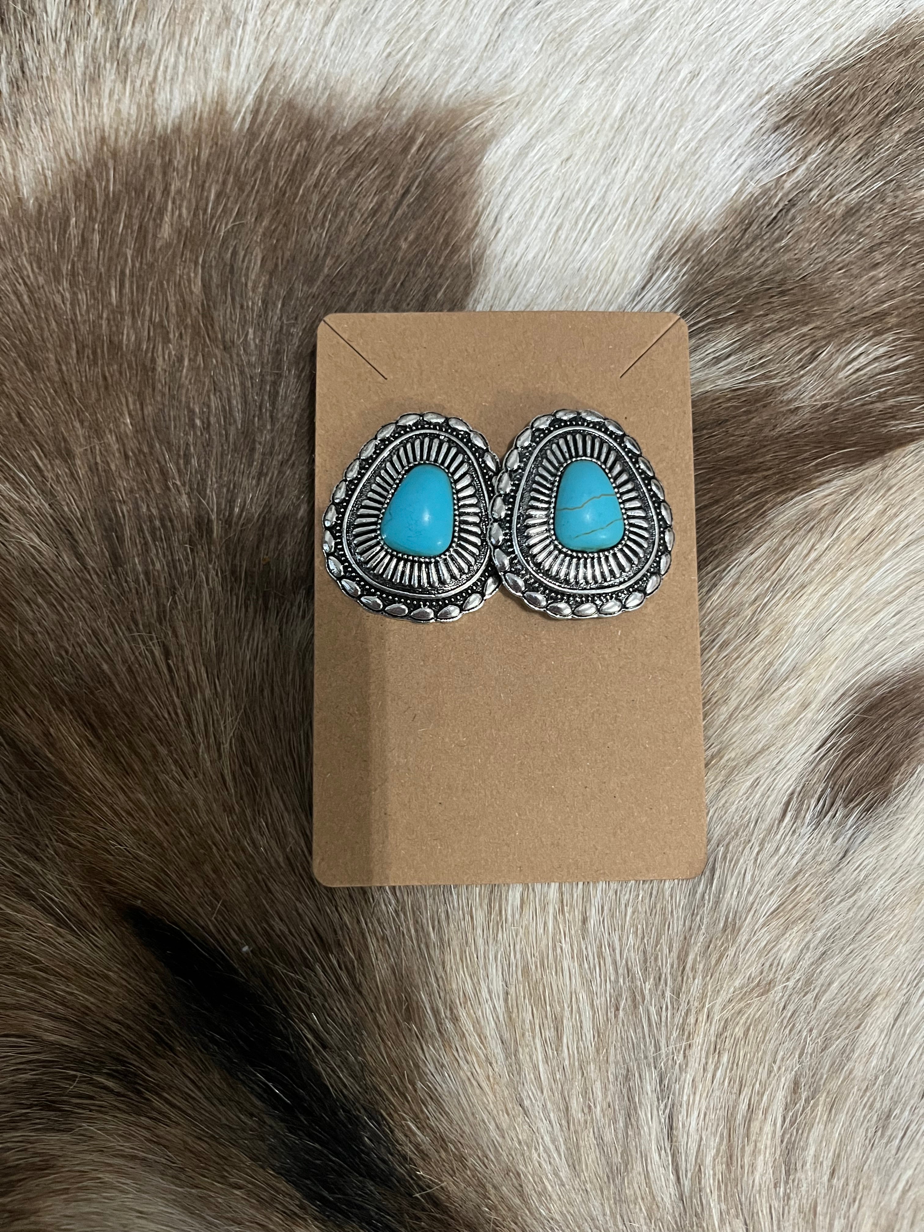 Large Stone Turquoise Earring