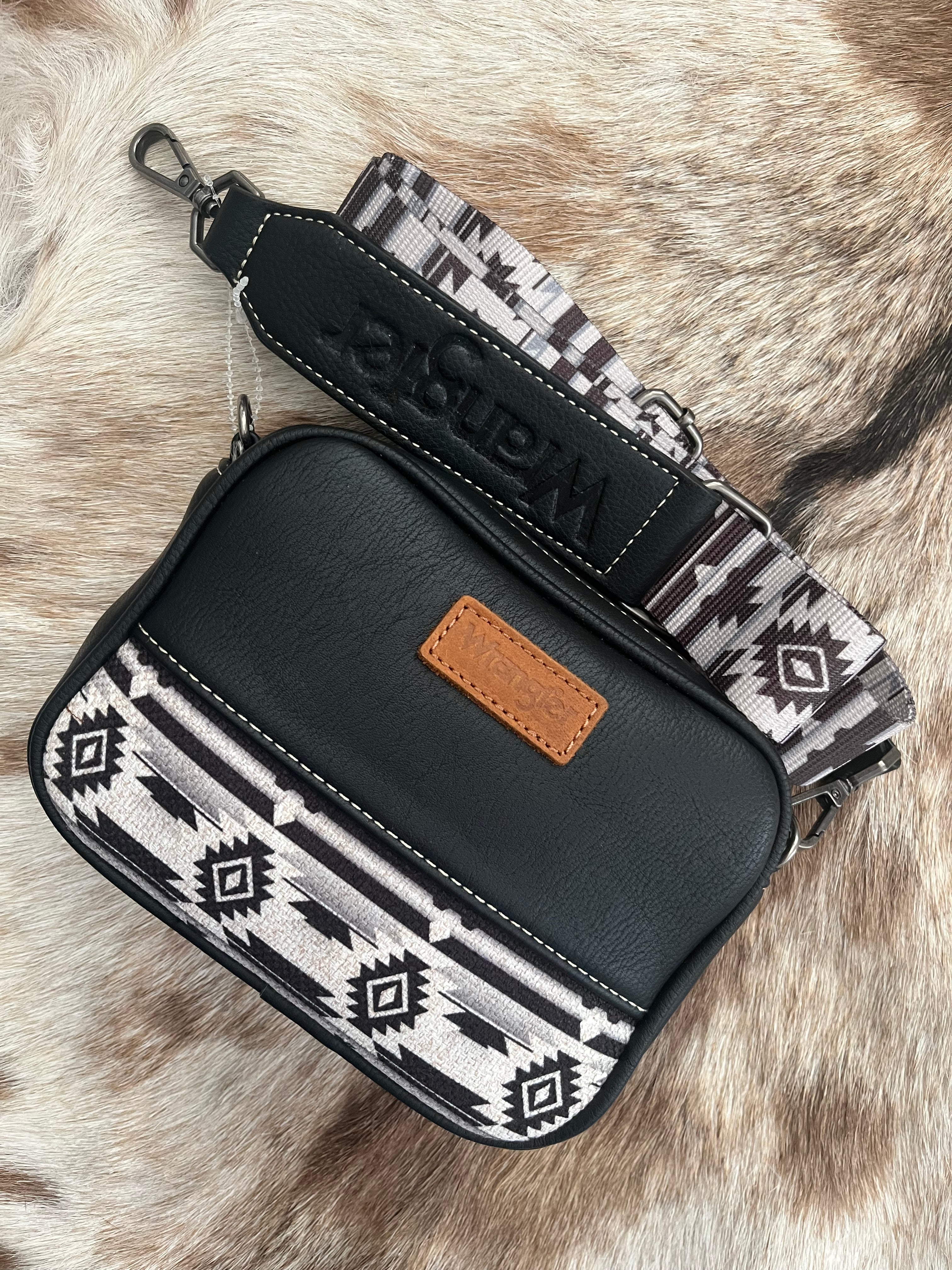 Black Aztec Crossbody Purse