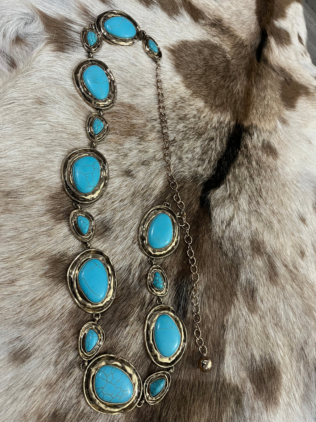 Ornate Turquoise Stone Chained Belt