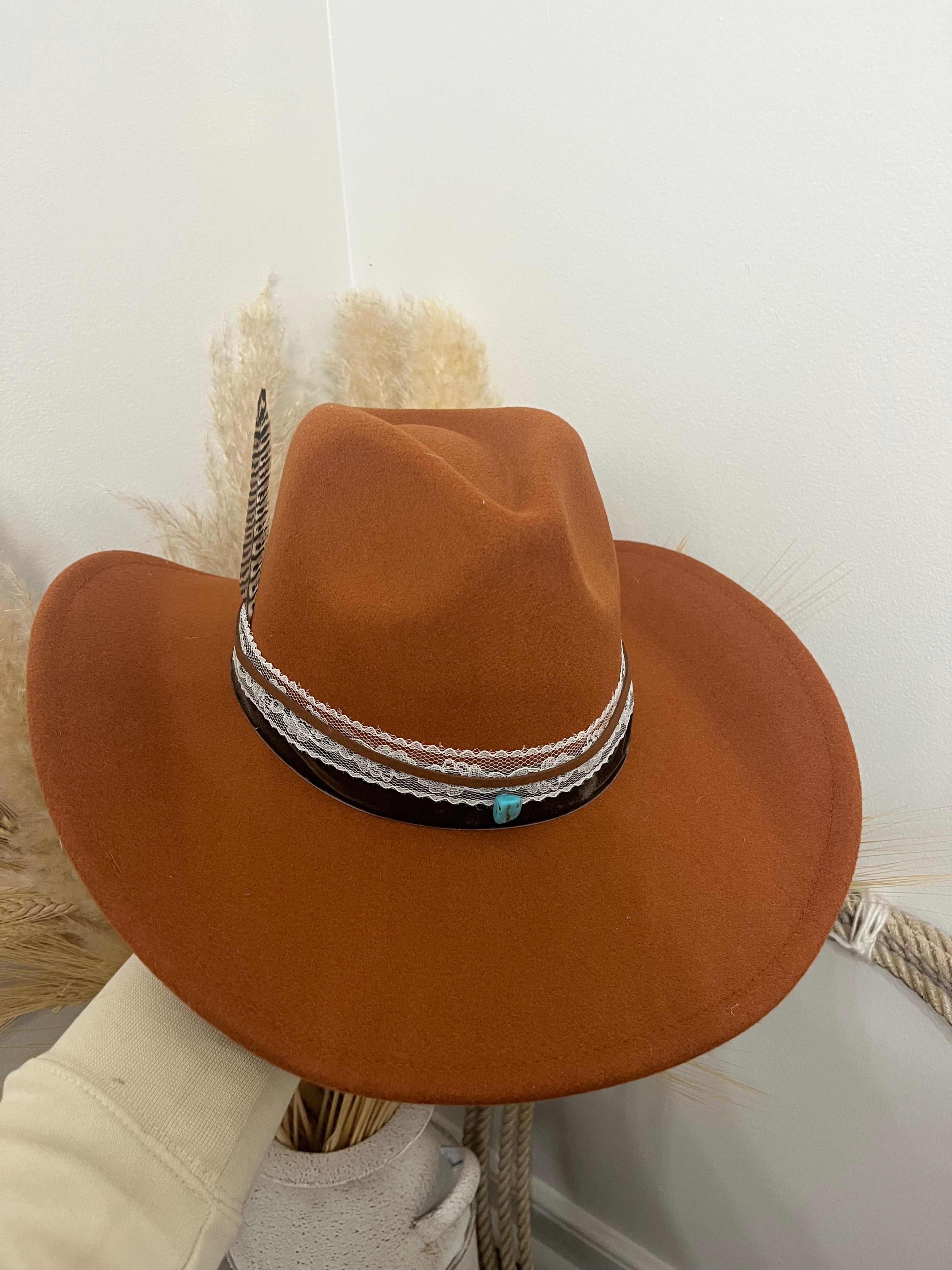Brown Pheasant Tail Cowgirl Hat