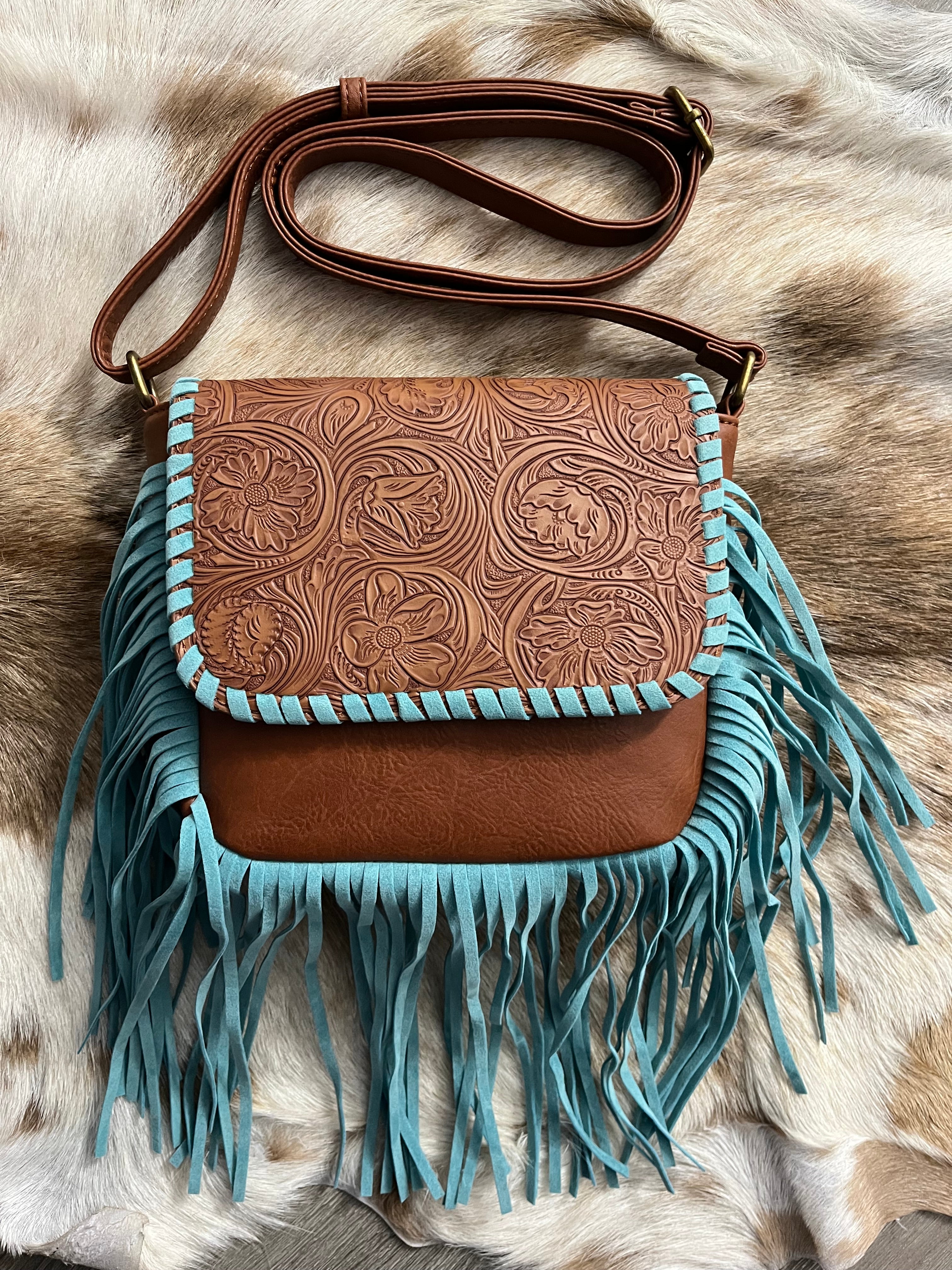 Turquoise Fringed Crossbody