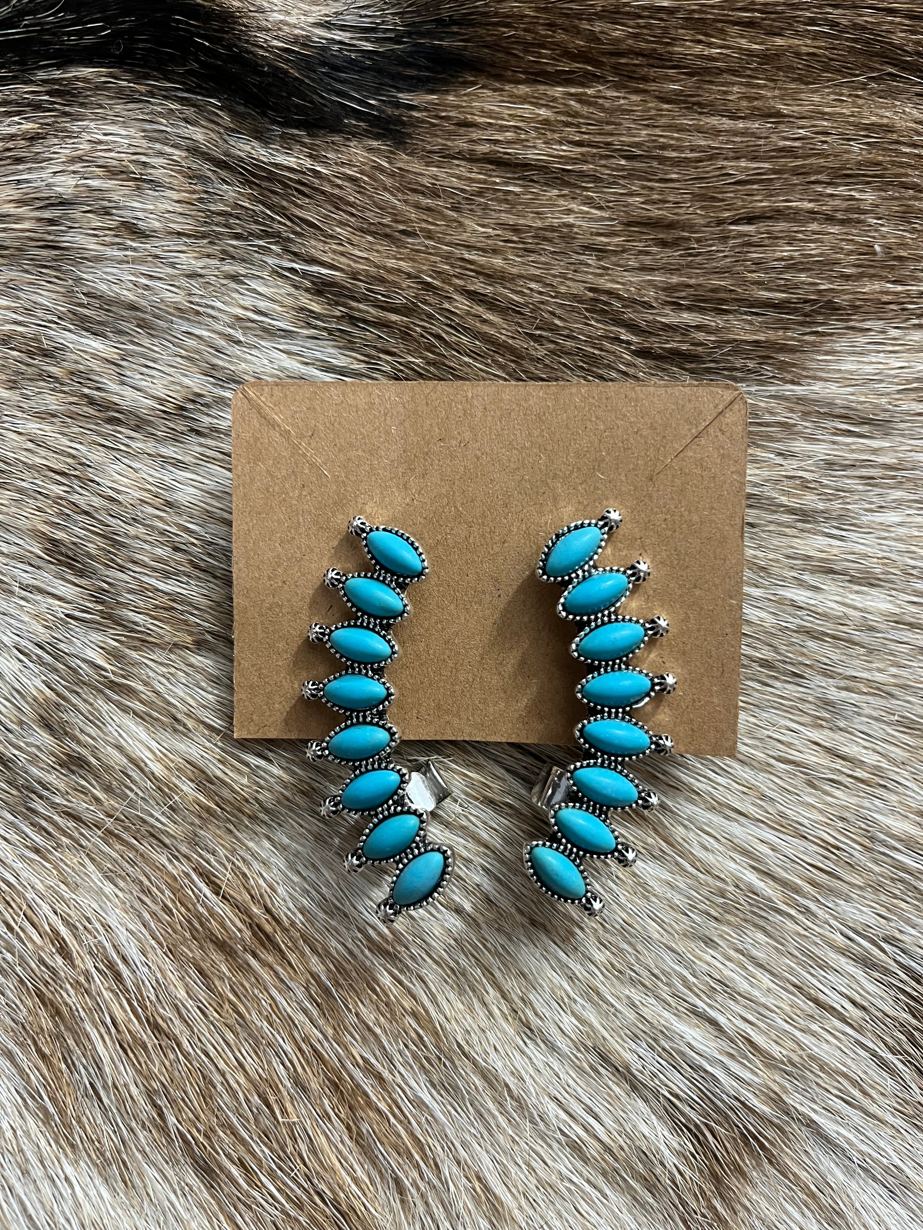 Curved Turquoise with Ear Cuff