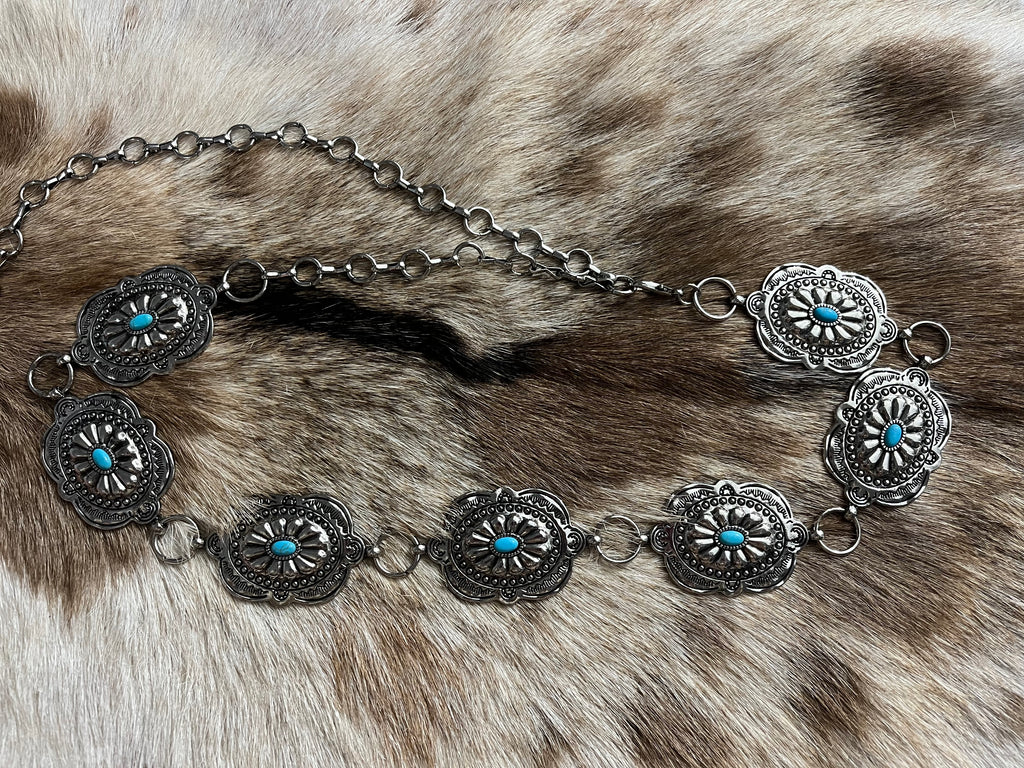 Silver Turquoise Concho Belt