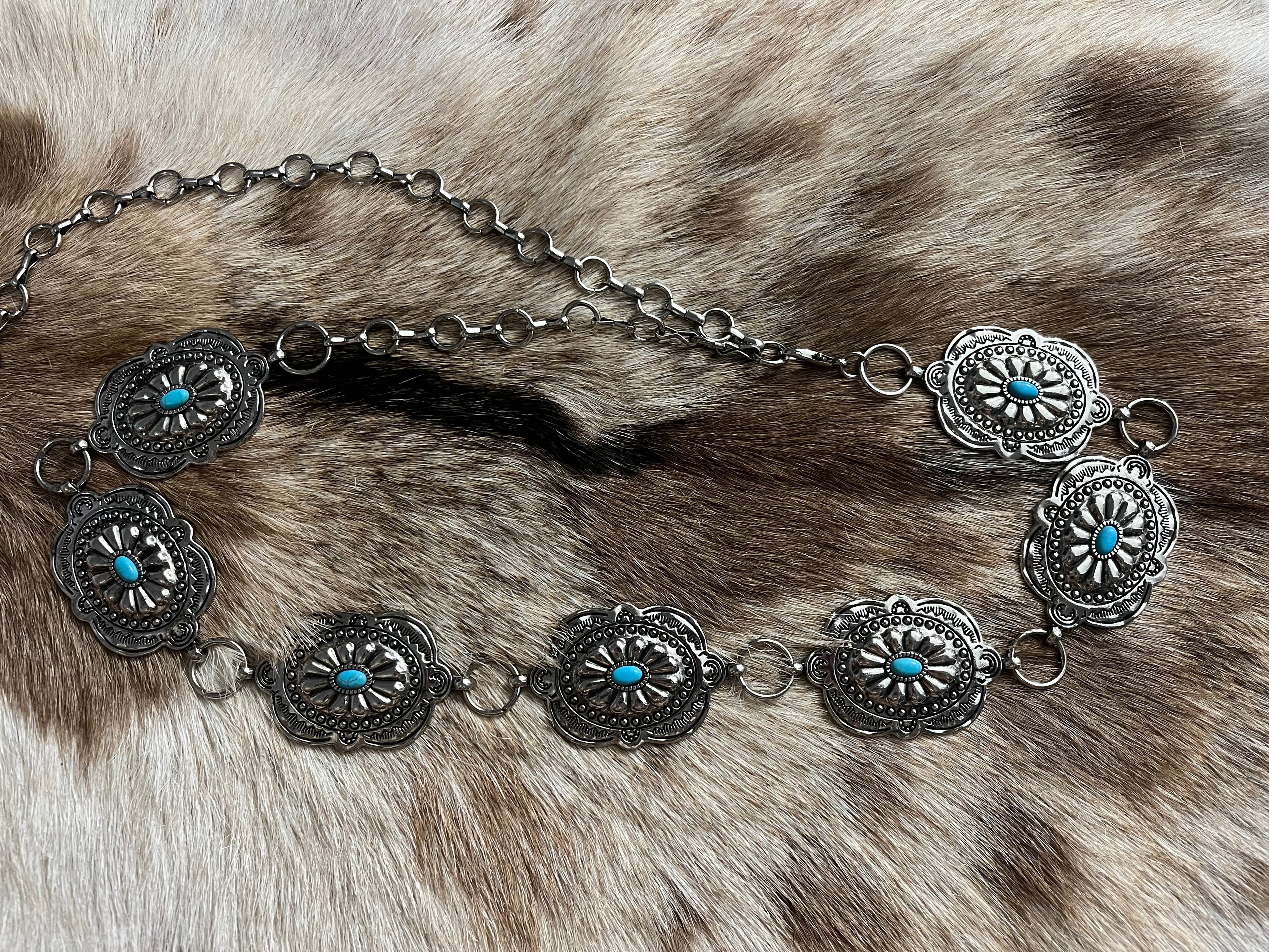 Silver Turquoise Concho Belt
