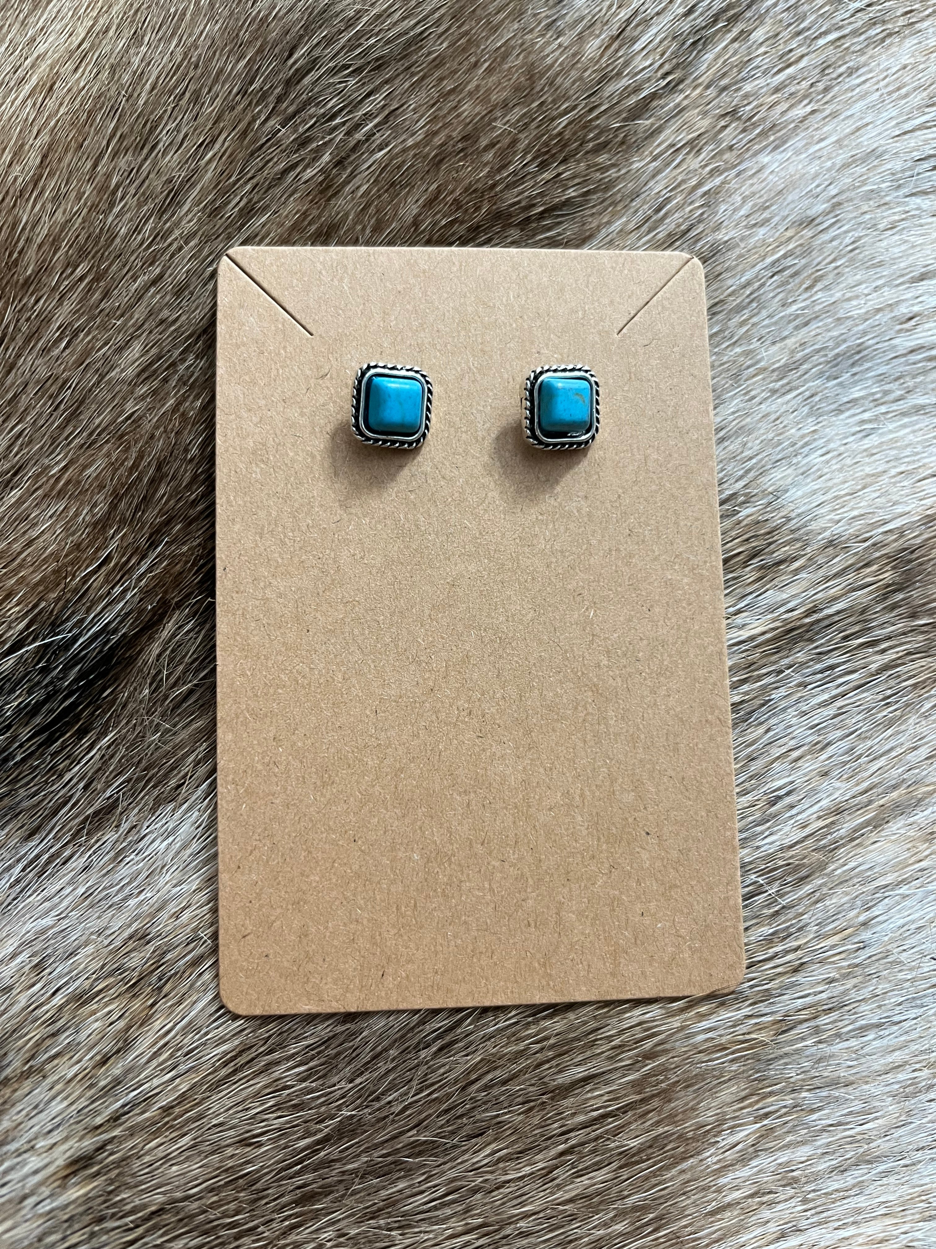Square Turquoise Stud