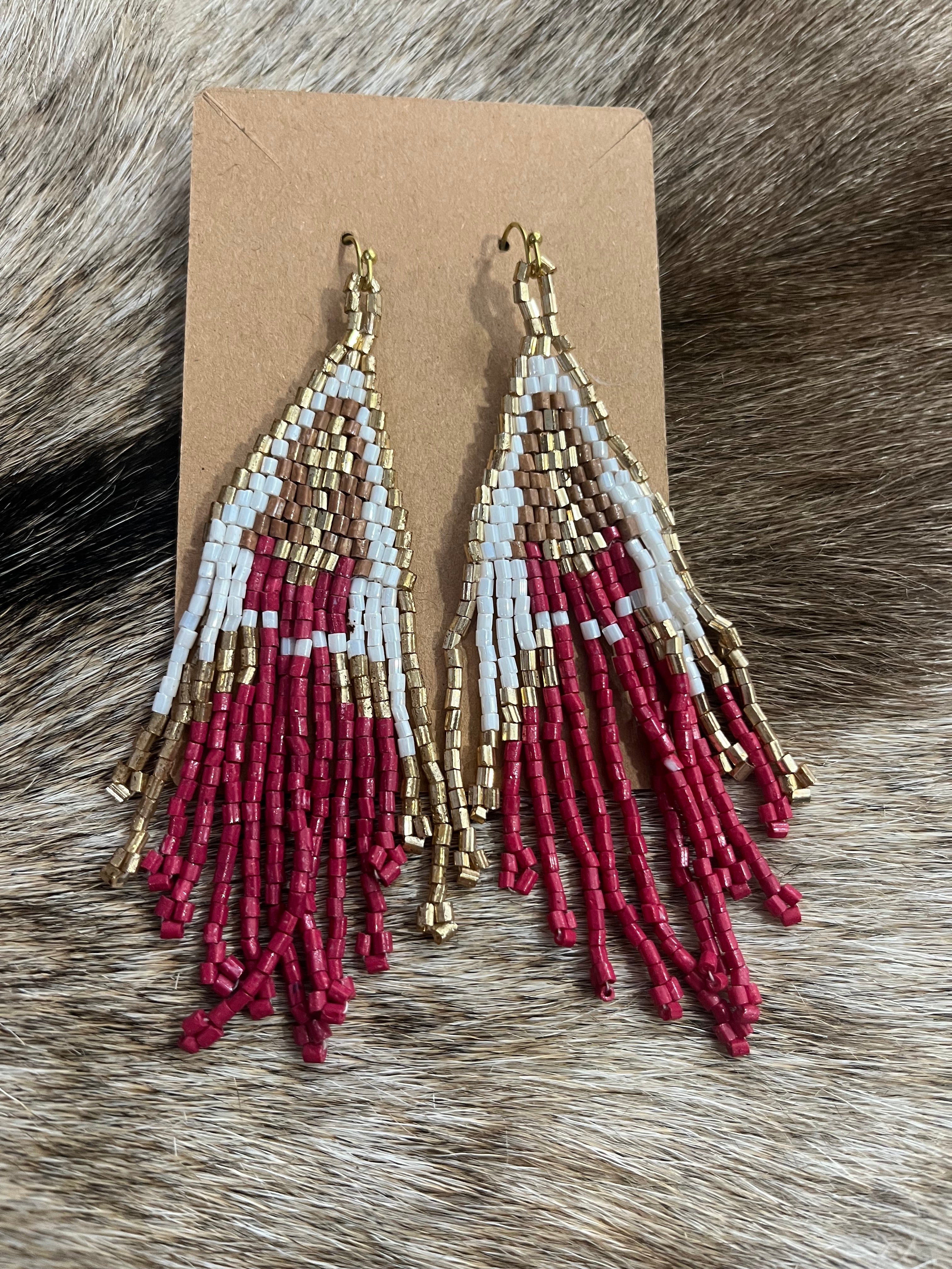 Long Boho Beaded Earrings
