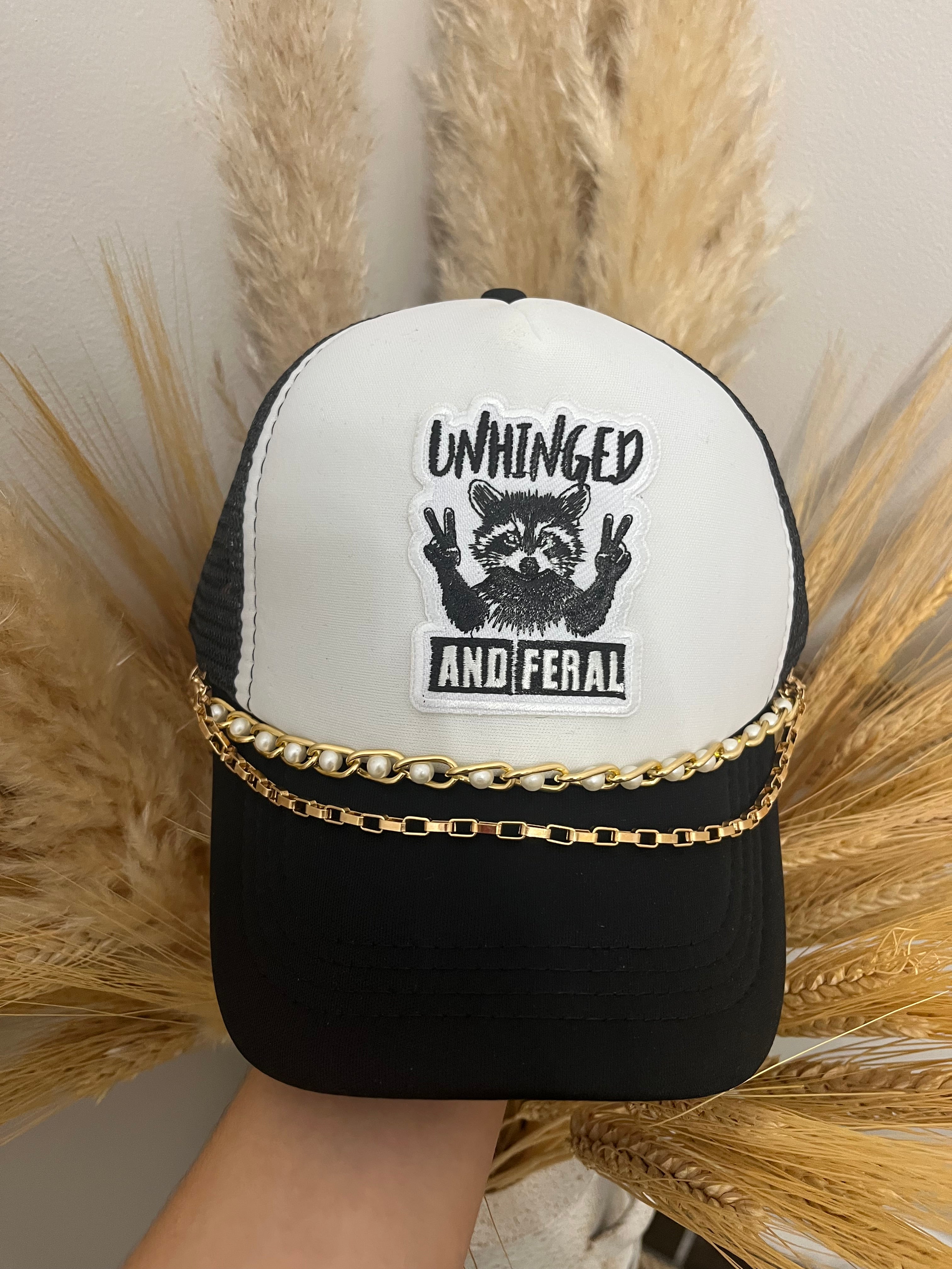 “Unhinged and Feral” Double Chain Trucker Hat