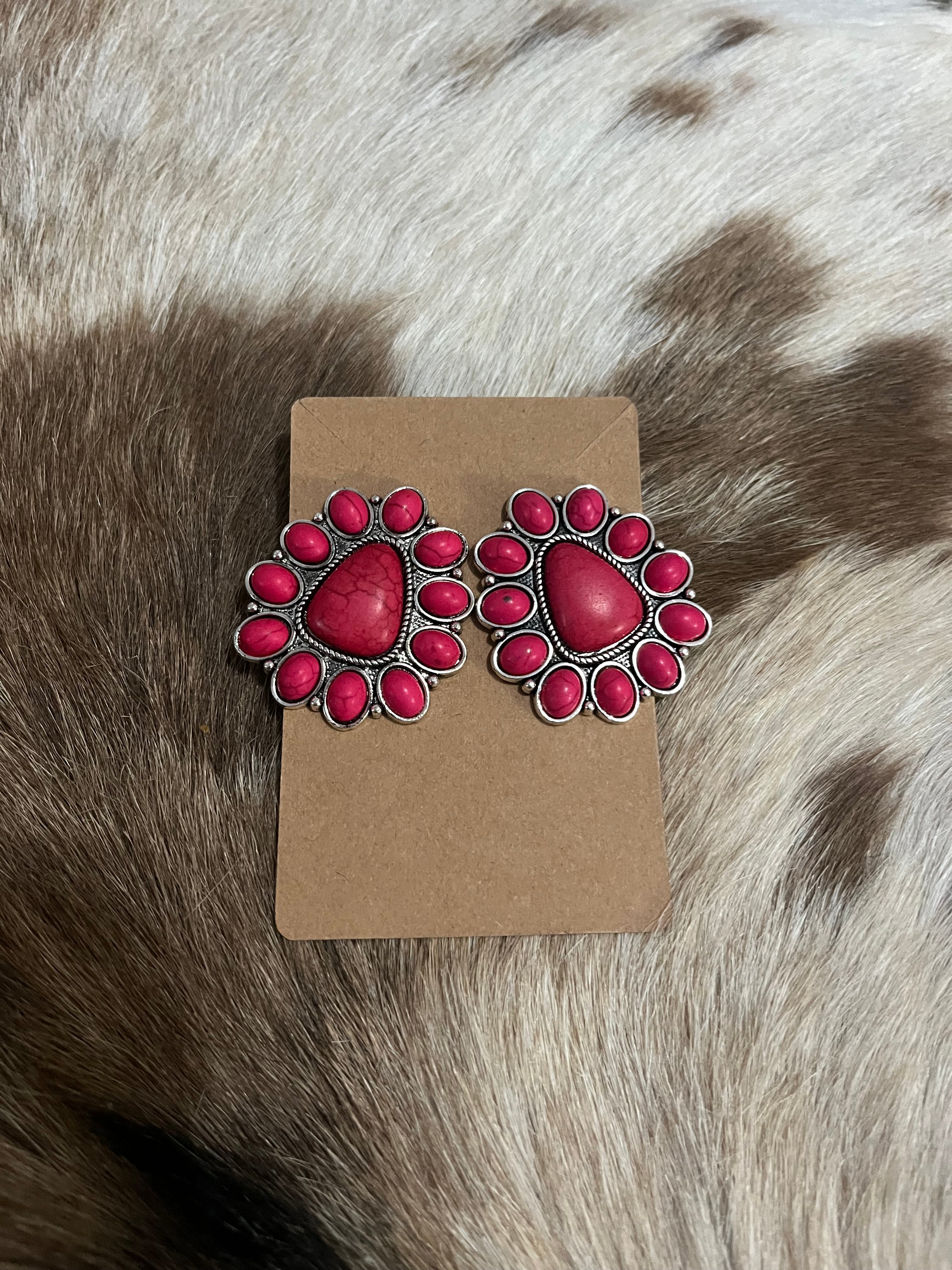 Fushia Concho Post Earring