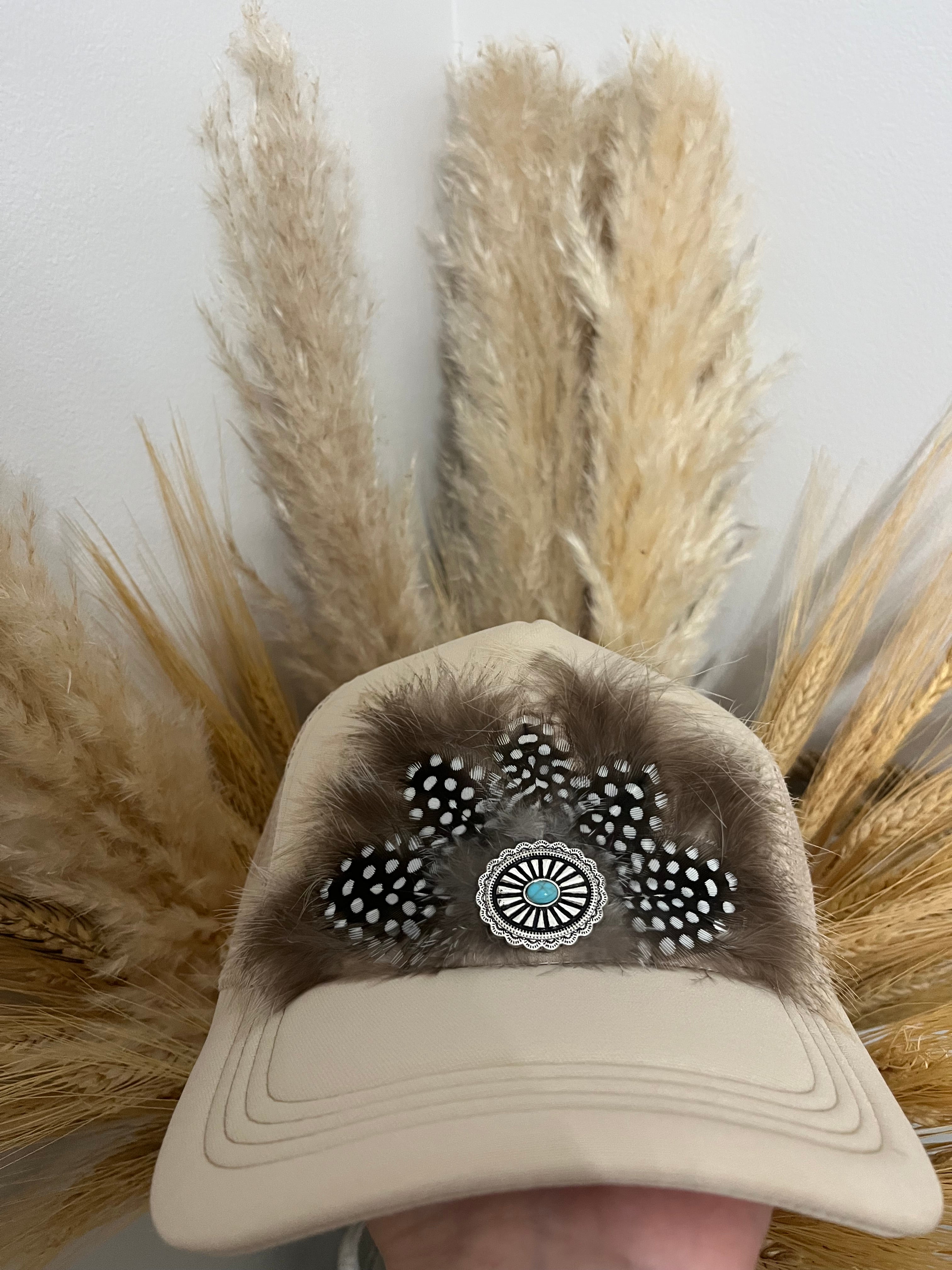 “Marie” Turquoise Concho Trucker Hat