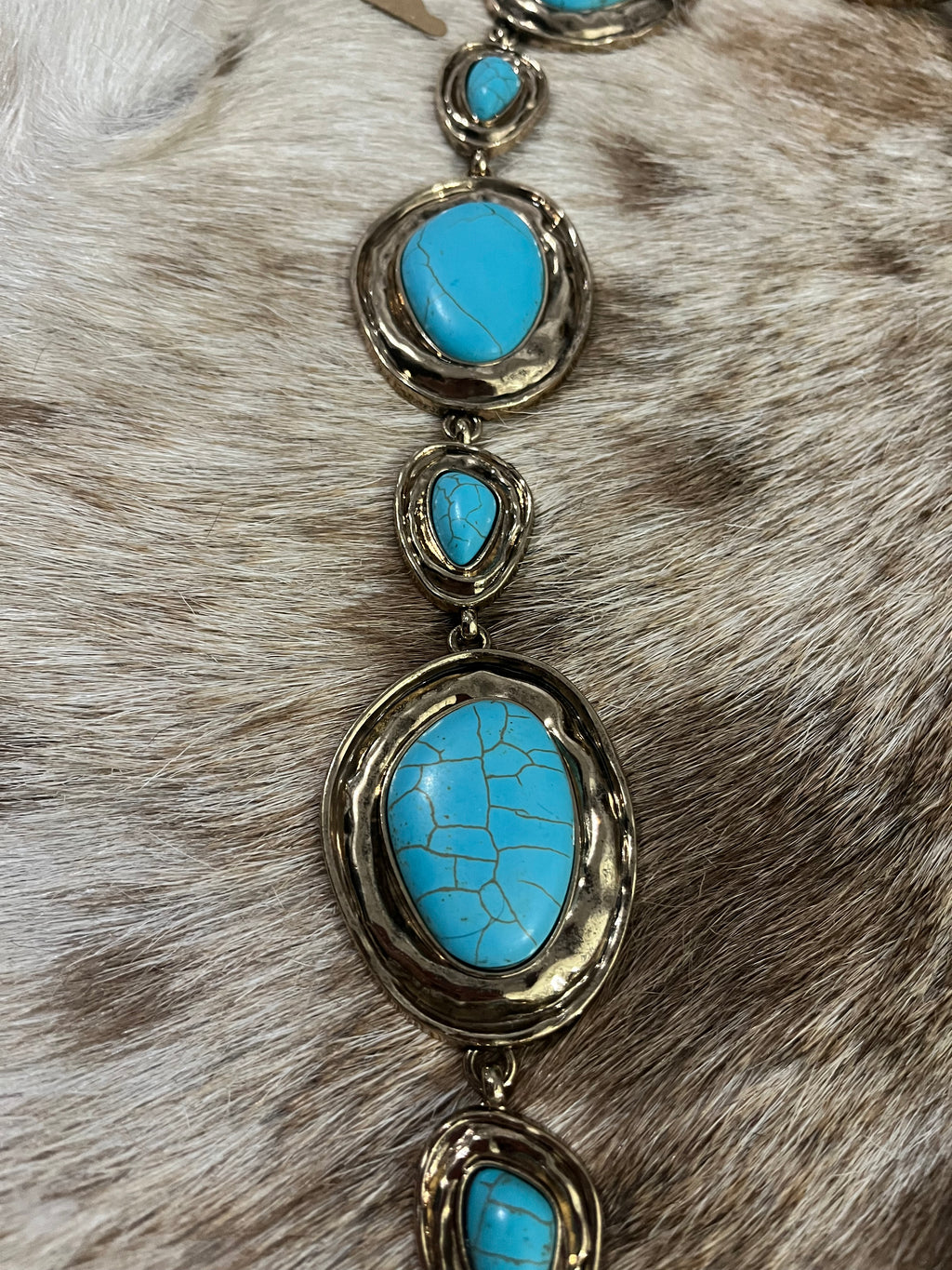 Ornate Turquoise Stone Chained Belt