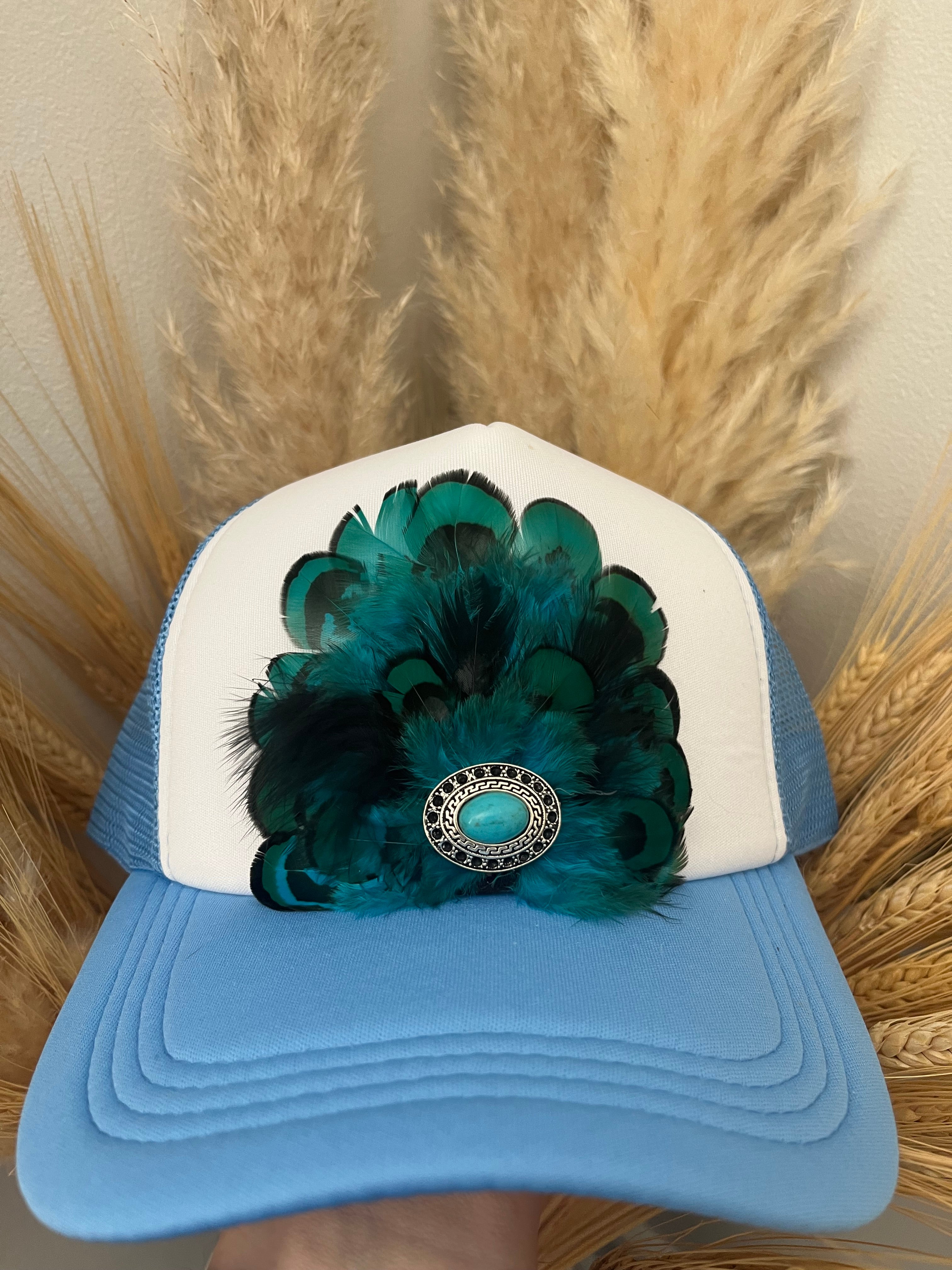Blue Feathered Trucker