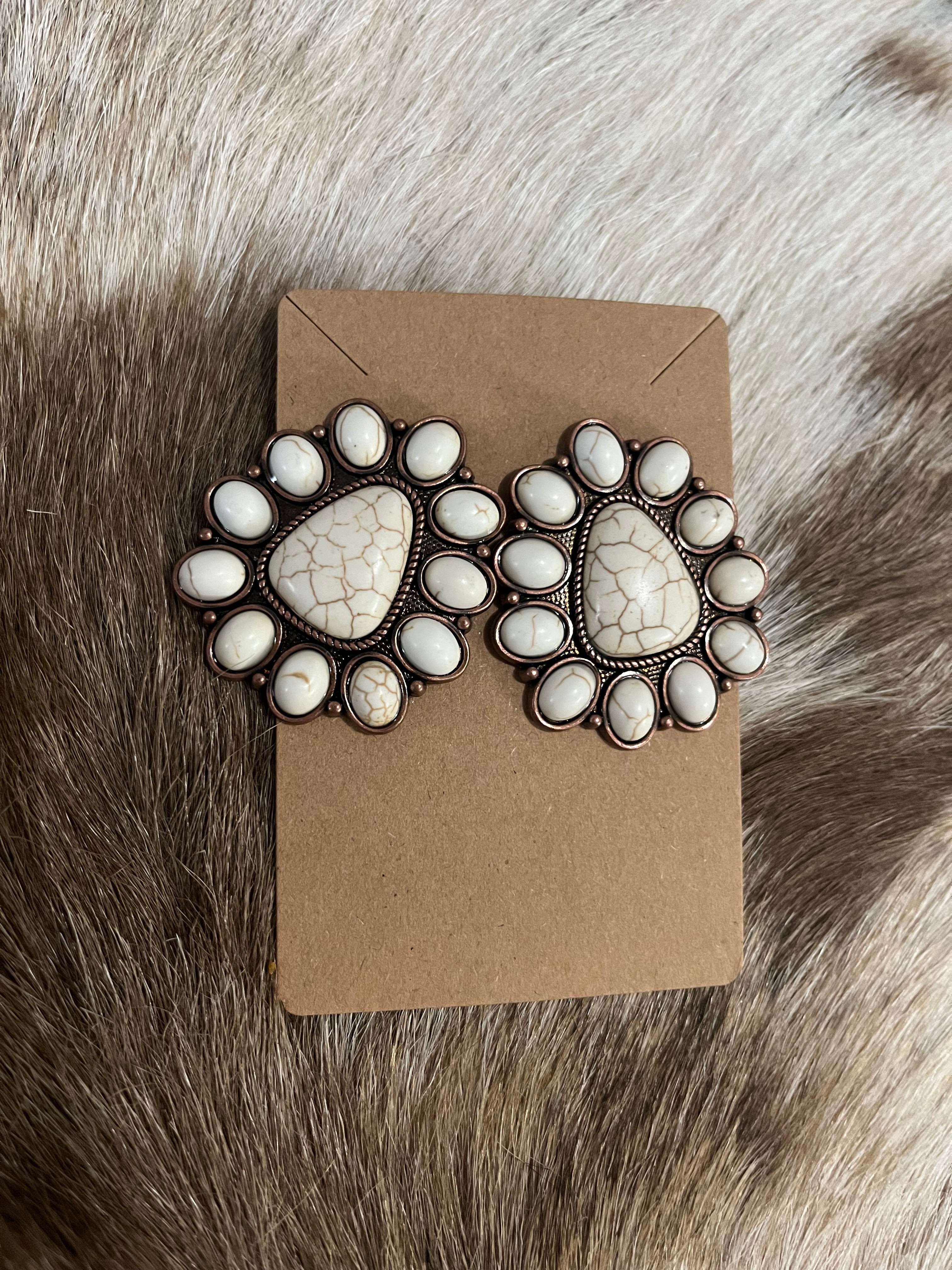 White Concho Post Earring