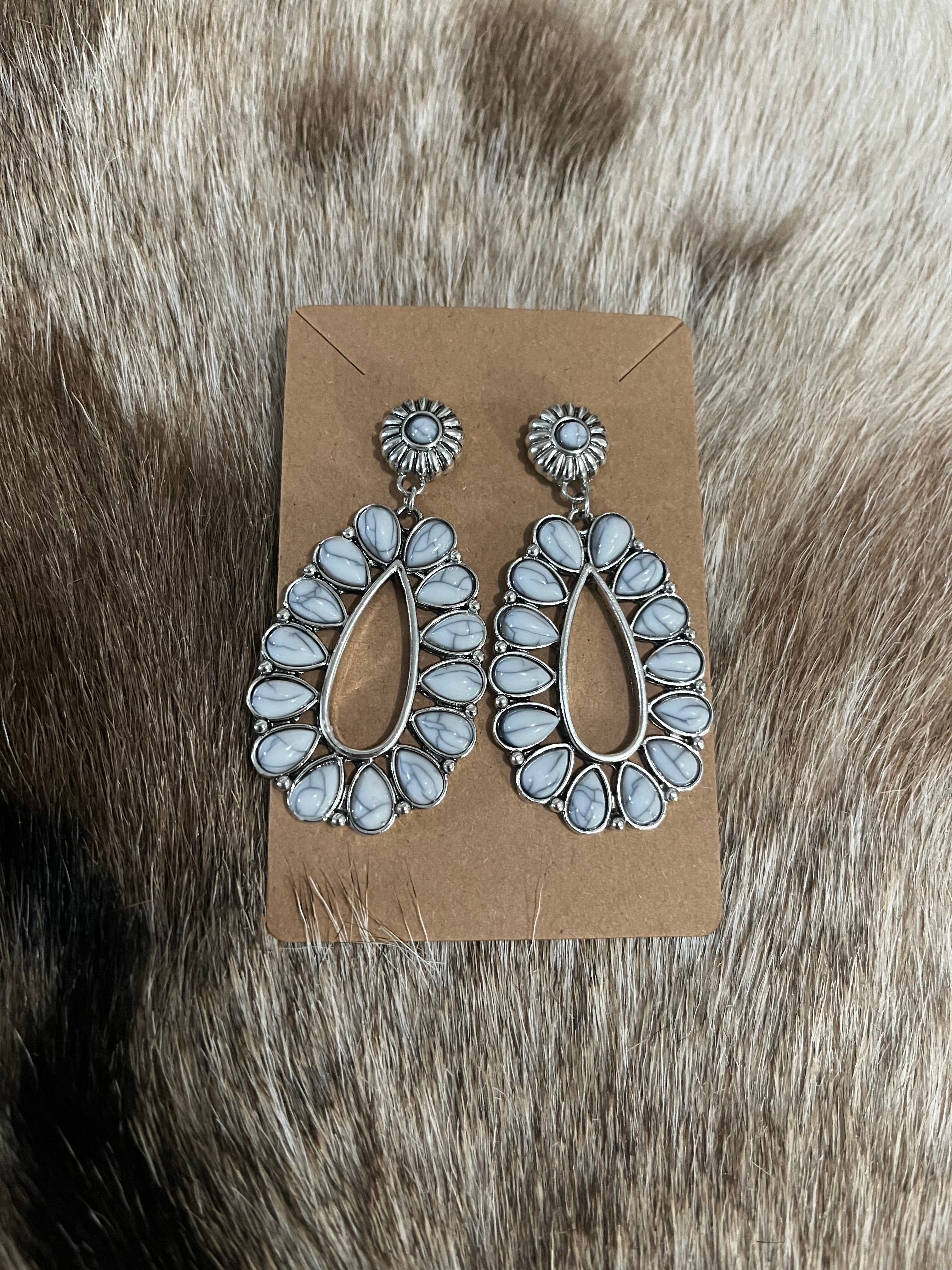 White Teardrop Earrings