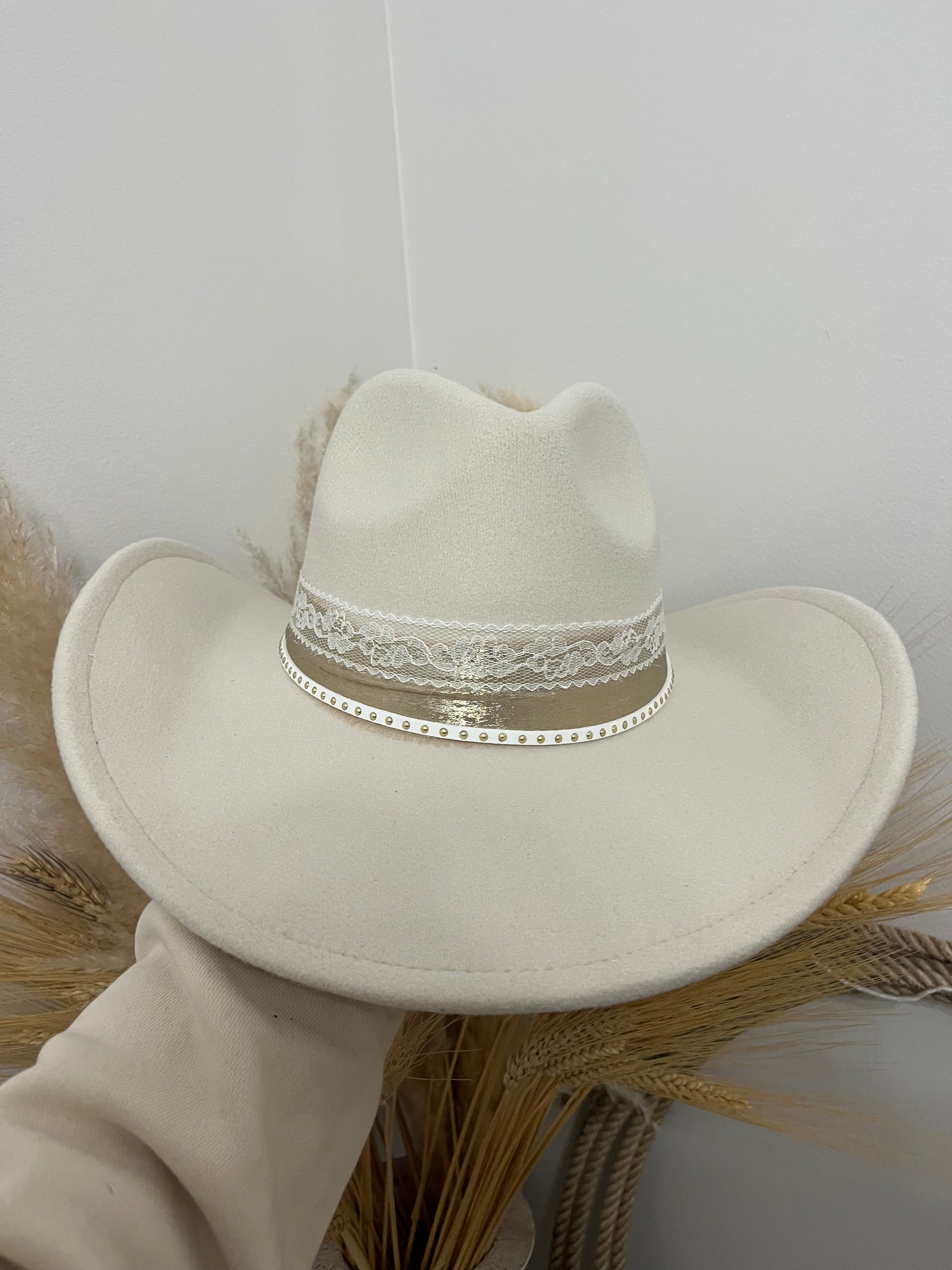Cream Ribbon Cowgirl Hat