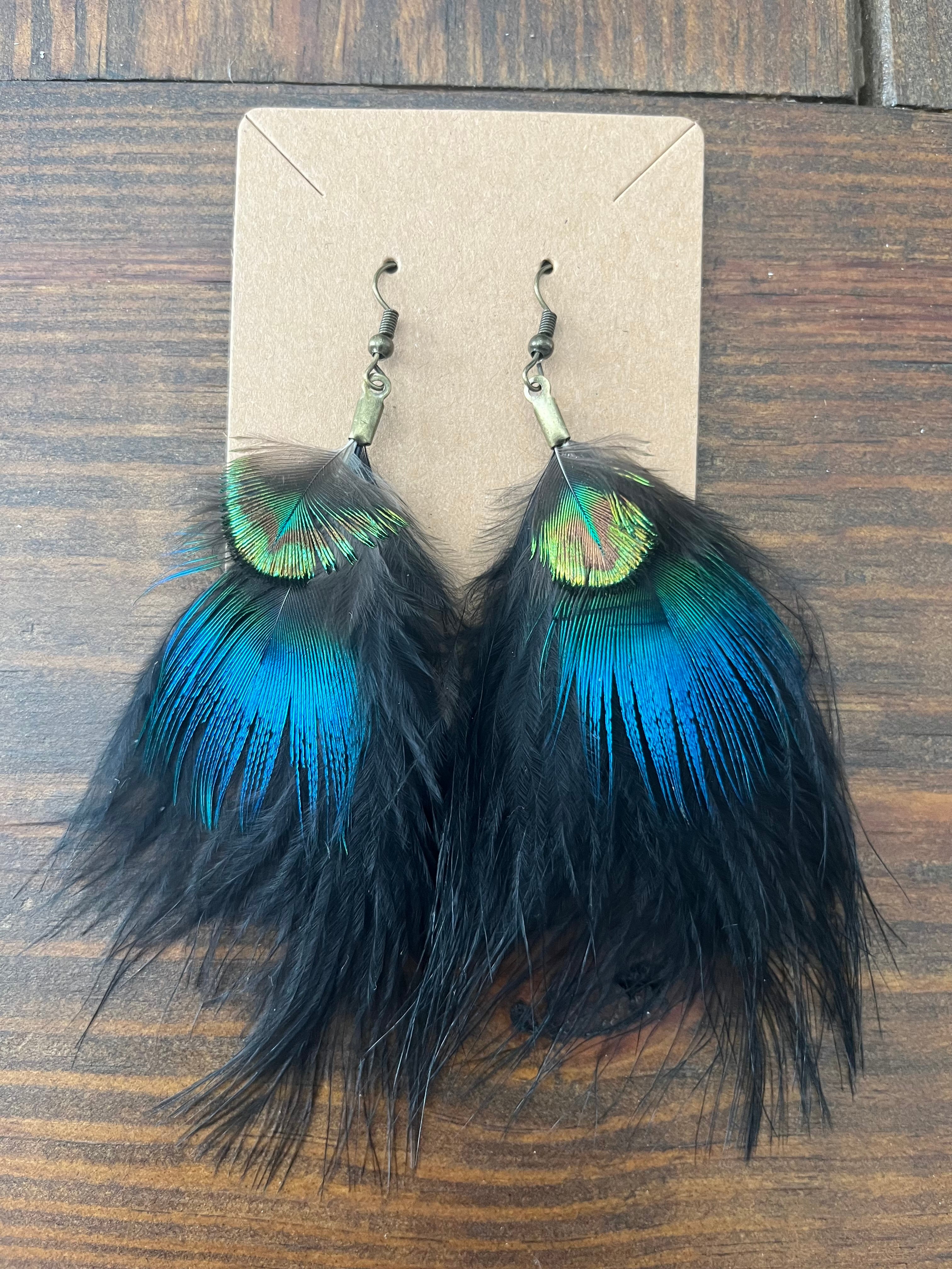 Whimsical Peacock Feathered Earring
