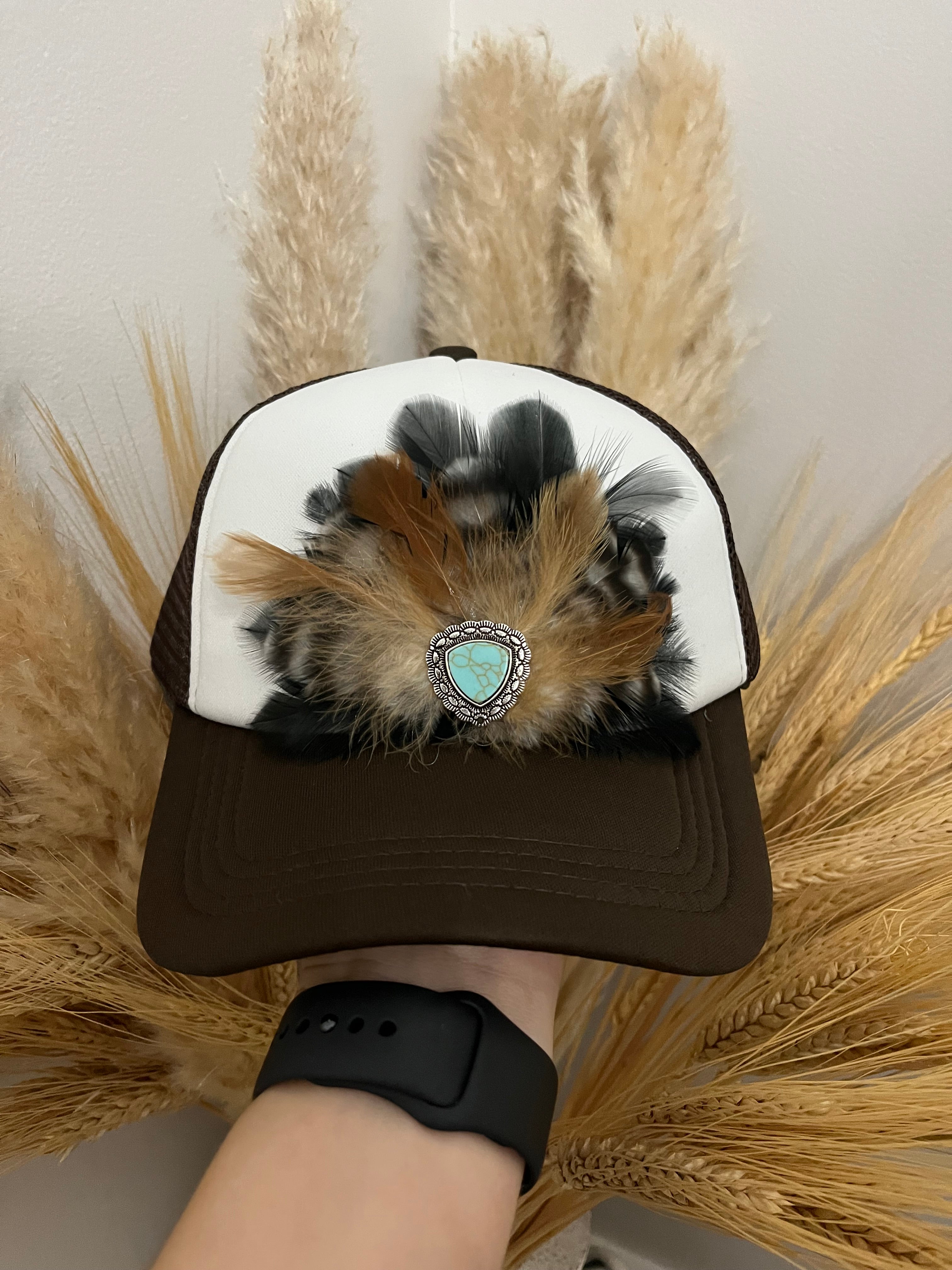 Mixed Feather Combo Stone Trucker