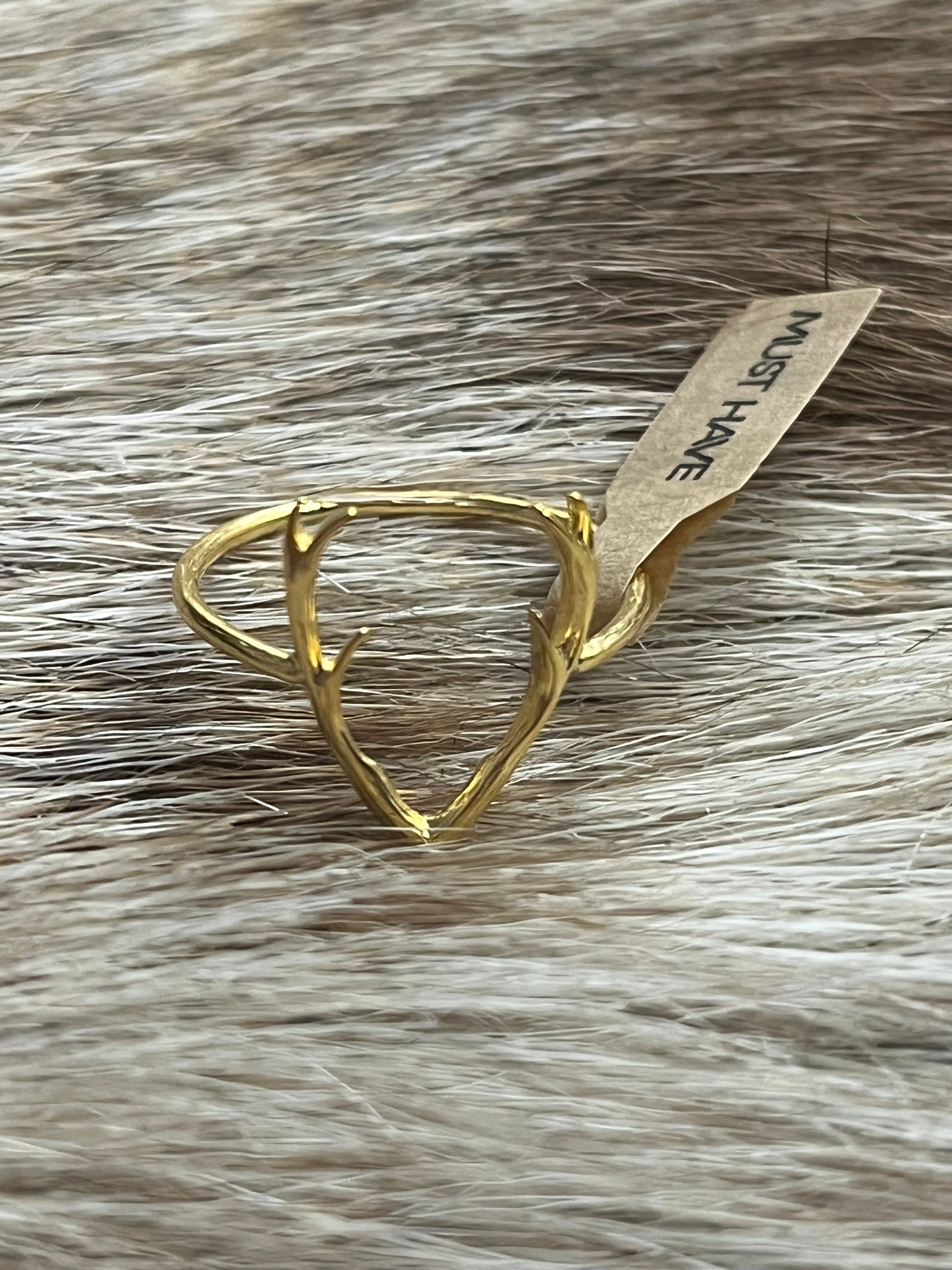 Gold Dipped Dainty Antler Ring