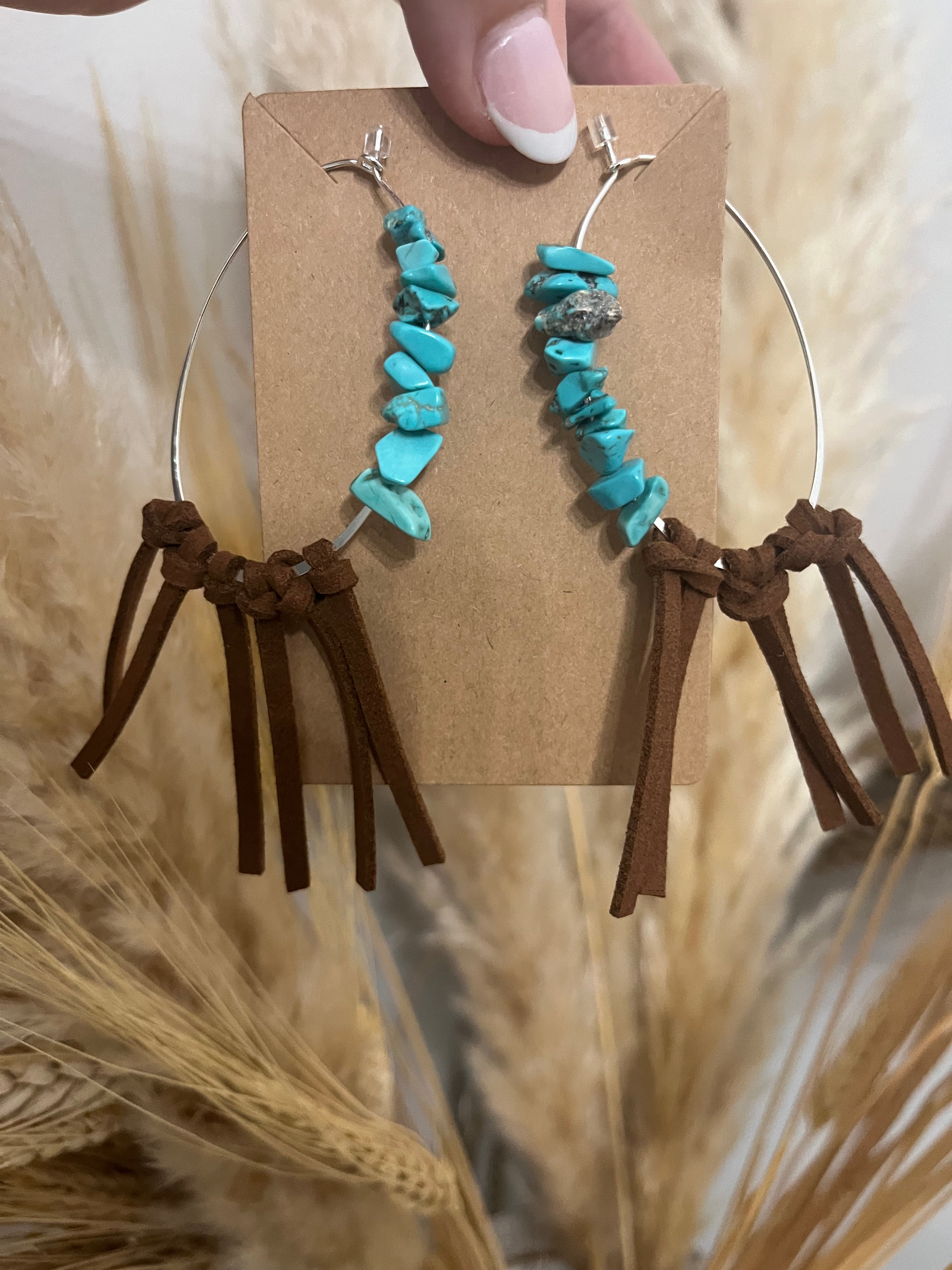 “Blue Jean” Fringe Hoops