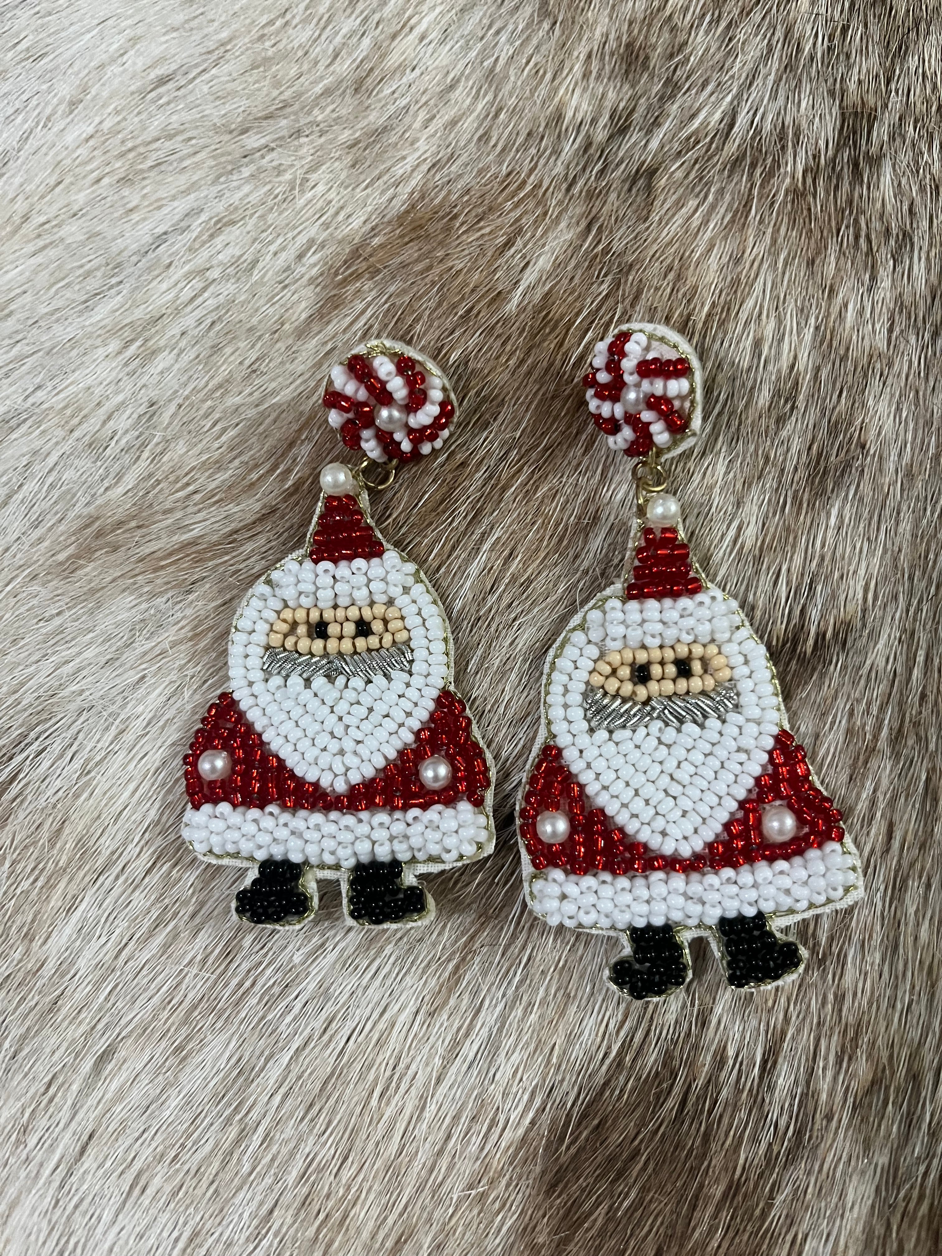 Triangle Santa Beaded Earring