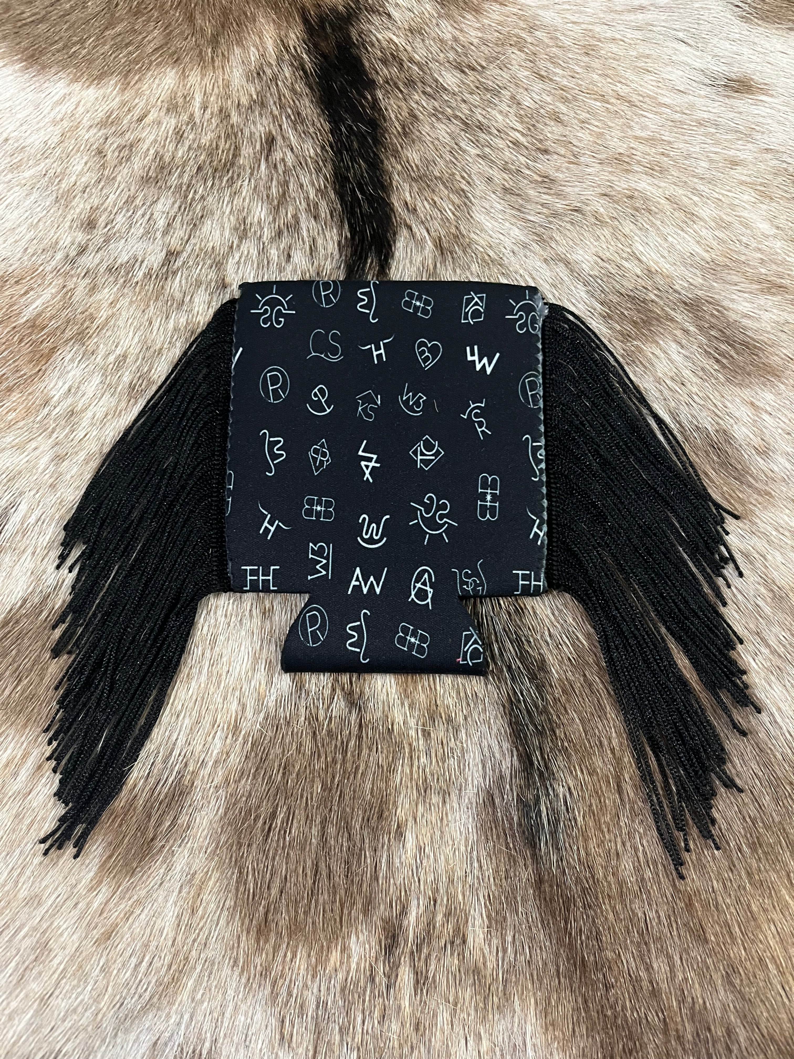 Black Ranch Brand Fringe Koozie