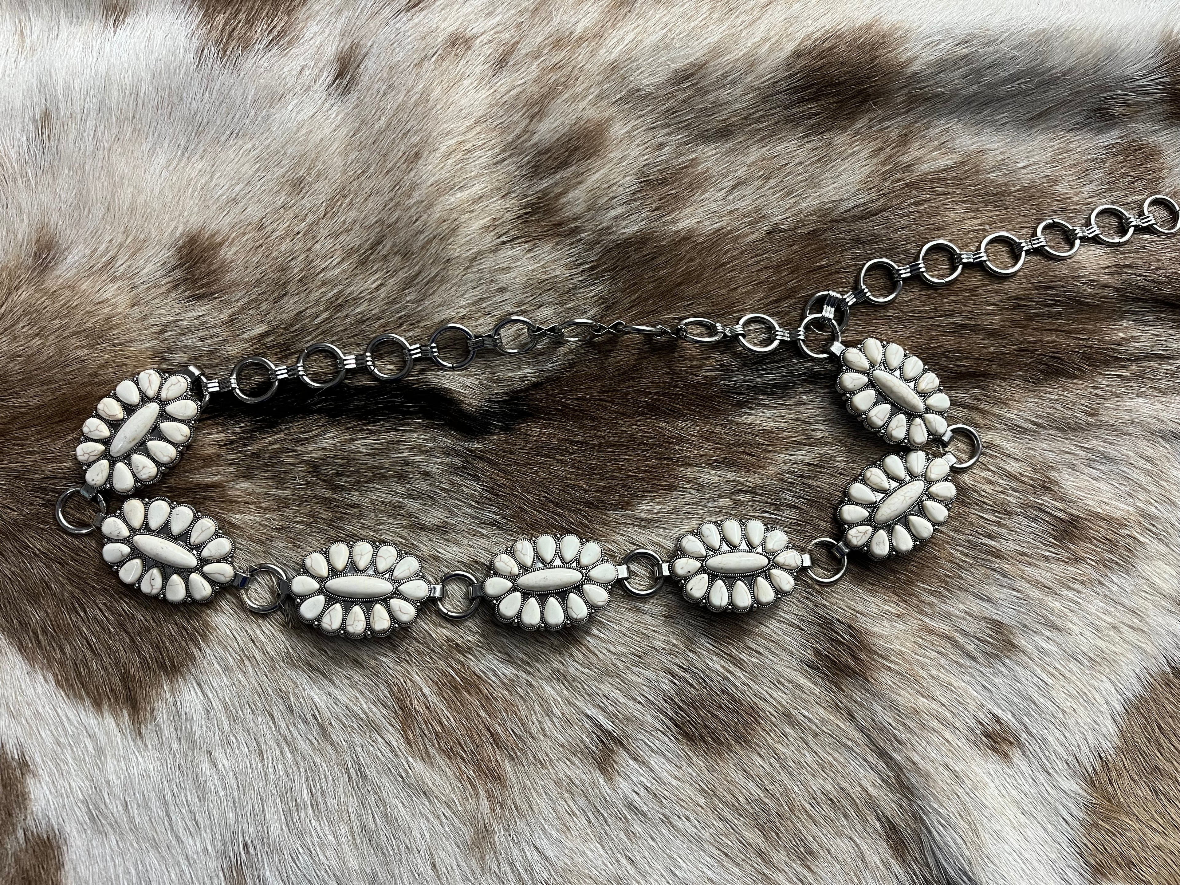 White Concho Belt