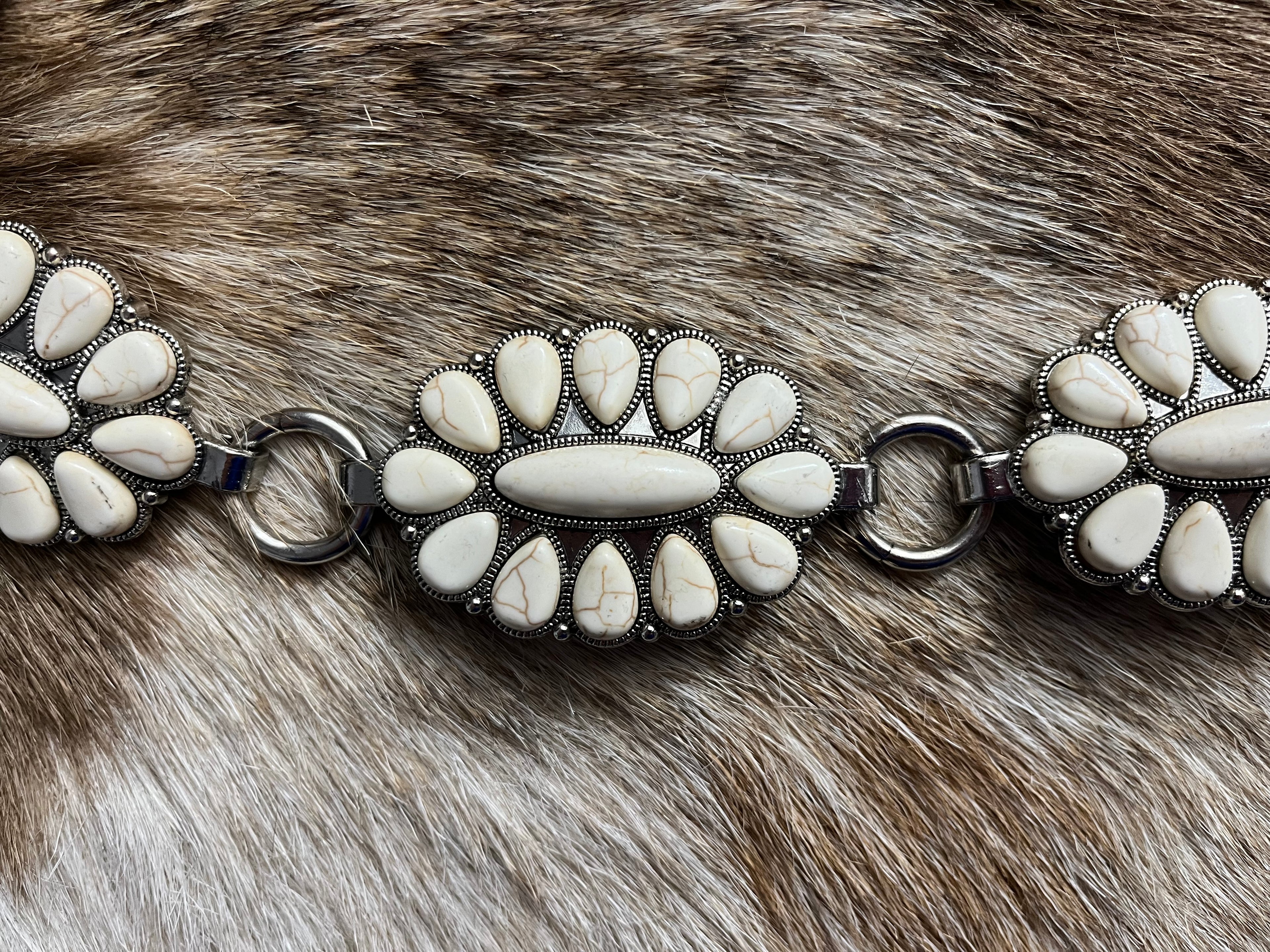 White Concho Belt