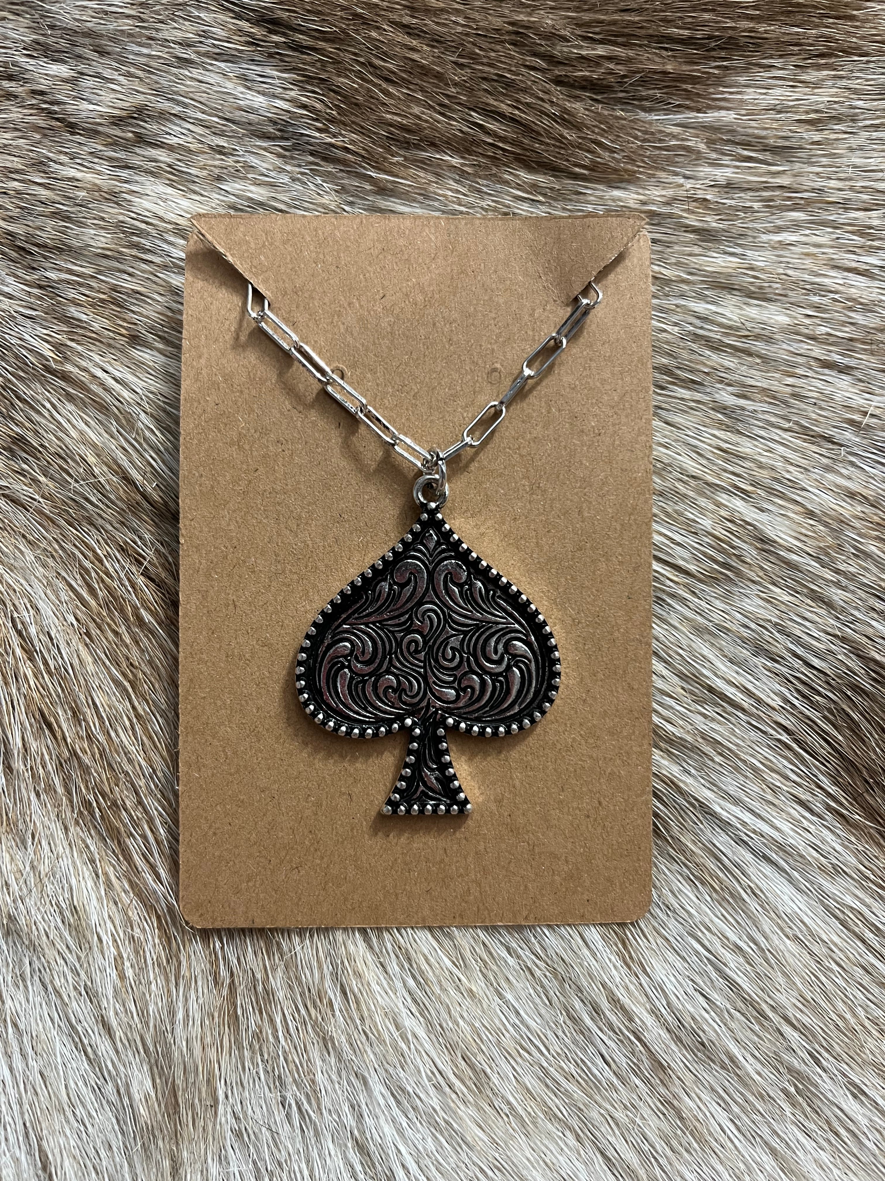 Etched Spade Necklace
